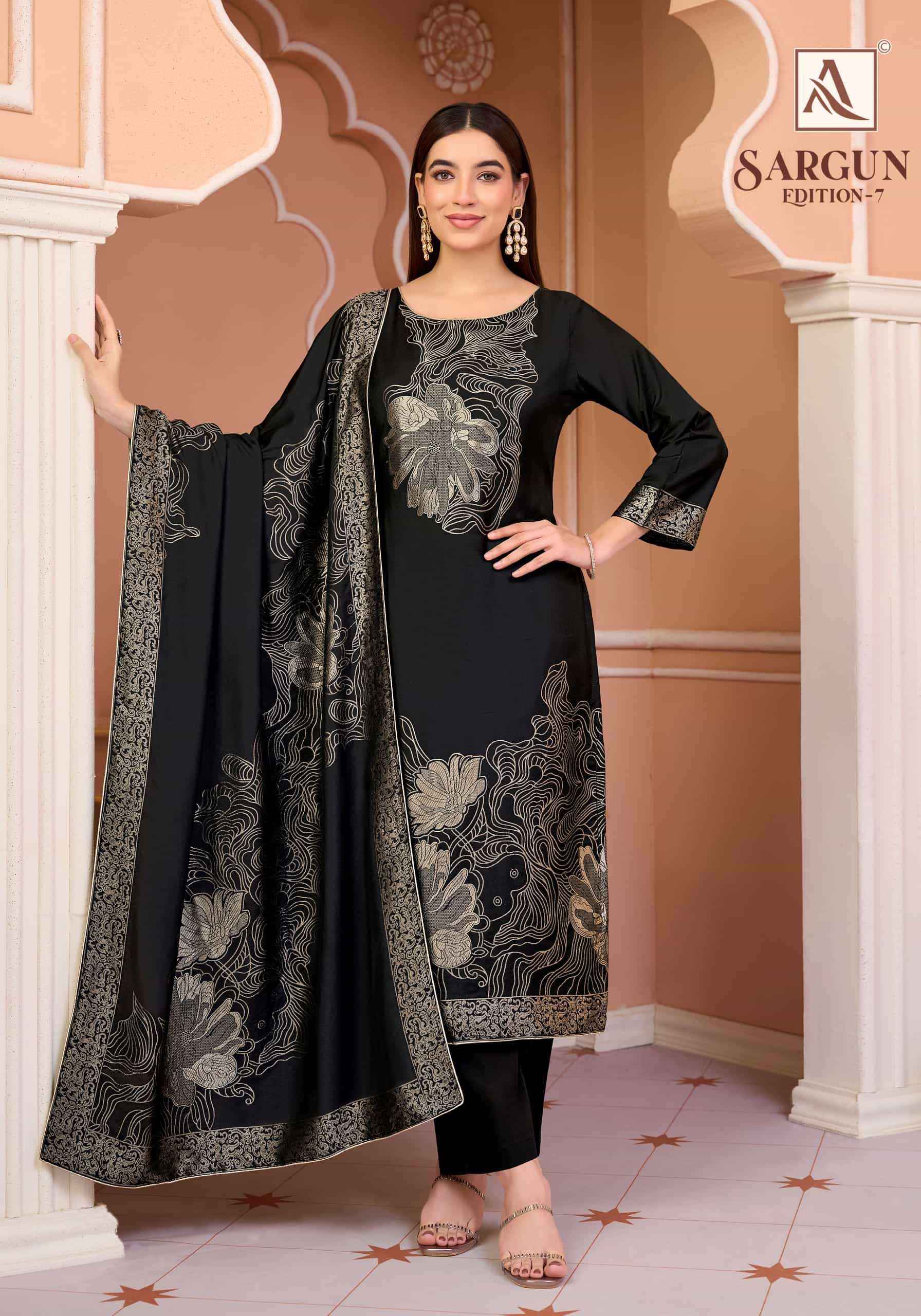 Alok Sargun Edition 7 Muslin Jacquard Dress Material 6 pcs Catalogue