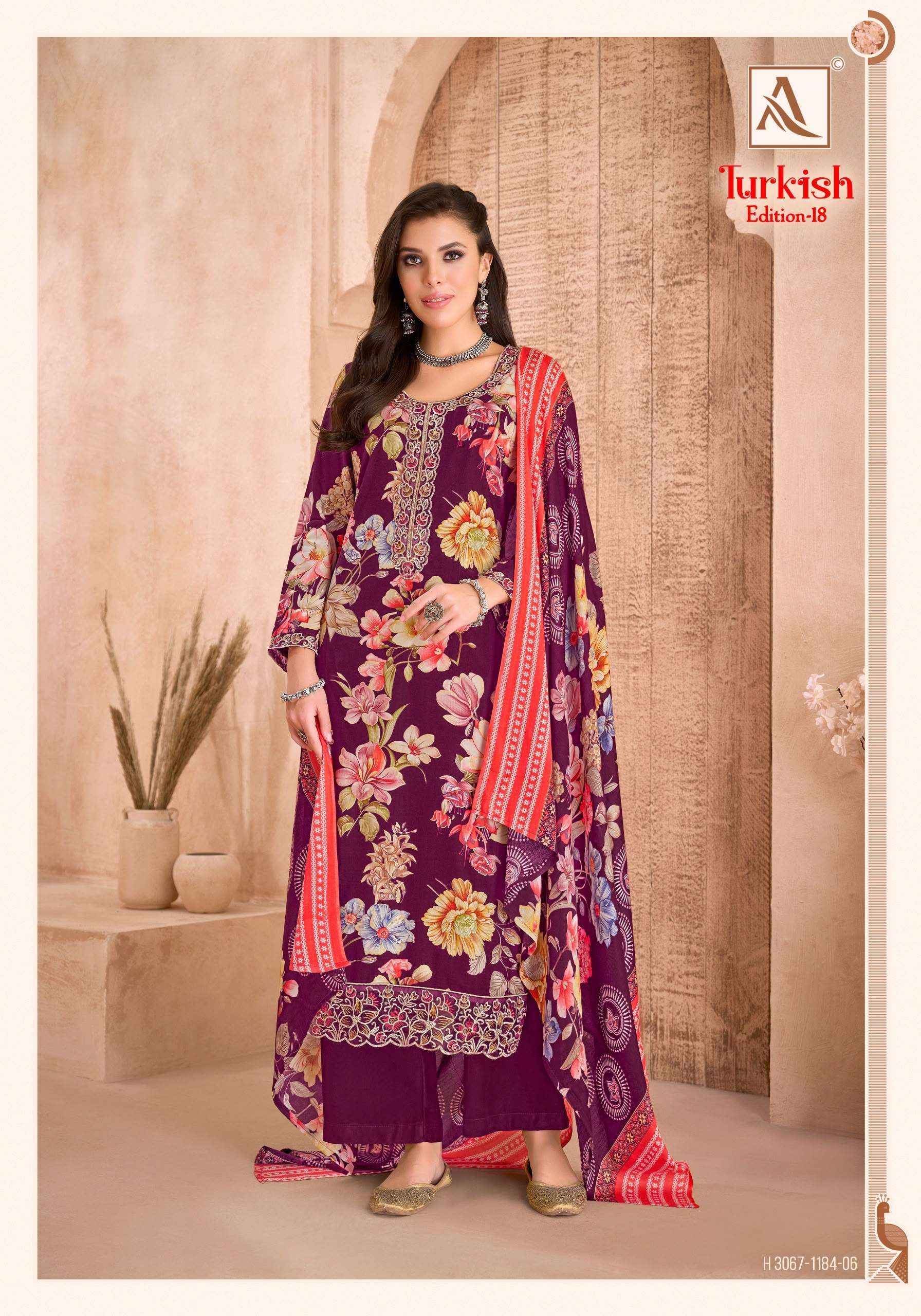 Alok Turkish Edition 18 Viscose Reyon Dress Material 6 pcs Catalogue