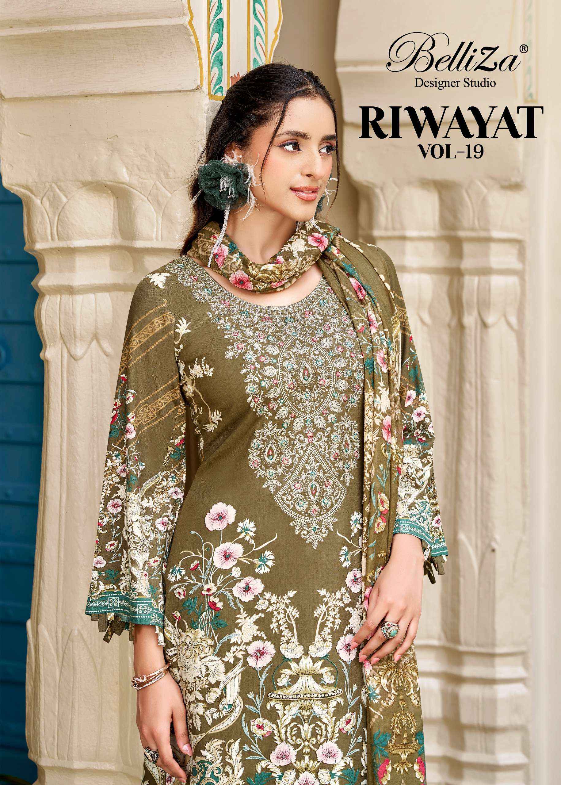 Belliza Riwayat Vol 19 Viscose Rayon Dress Material 8 pcs Catalogue