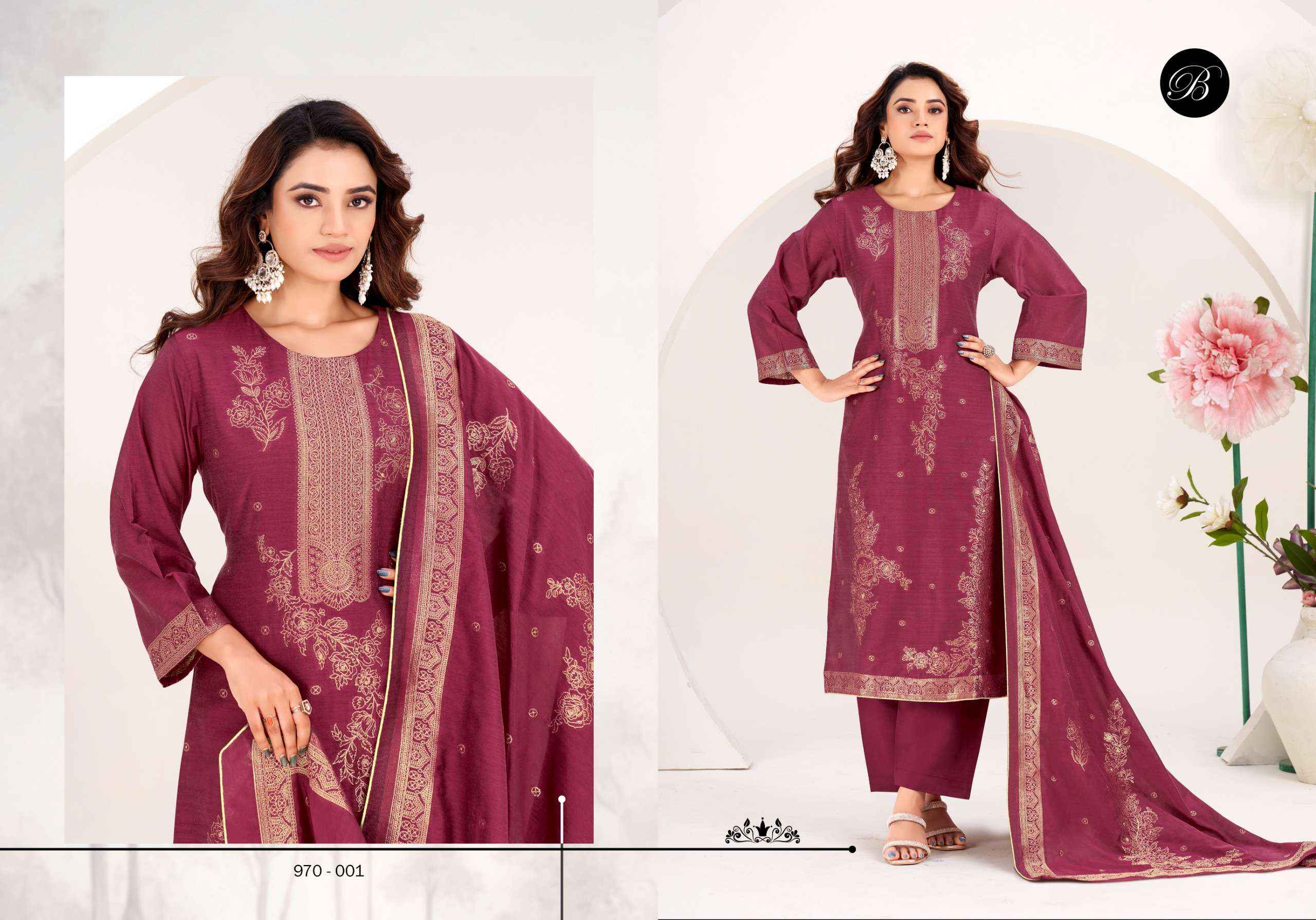 Belliza Zahida Cotton Jacquard Dress Material 4 pcs Catalogue