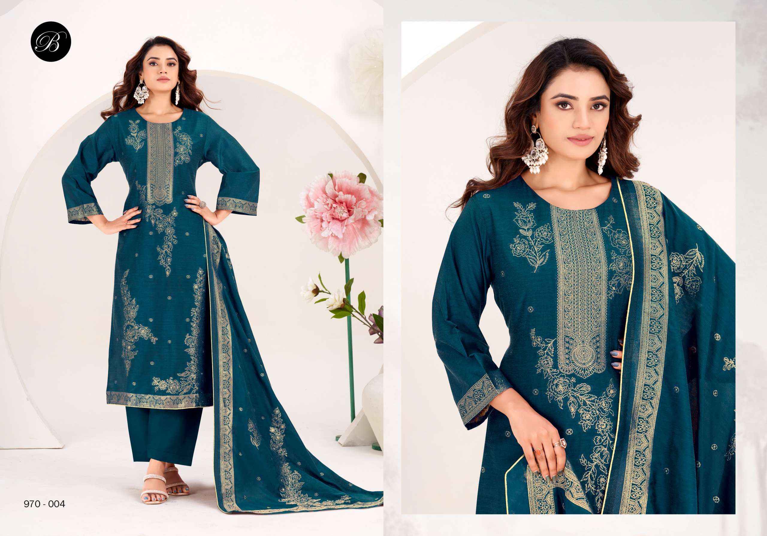 Belliza Zahida Cotton Jacquard Dress Material 4 pcs Catalogue