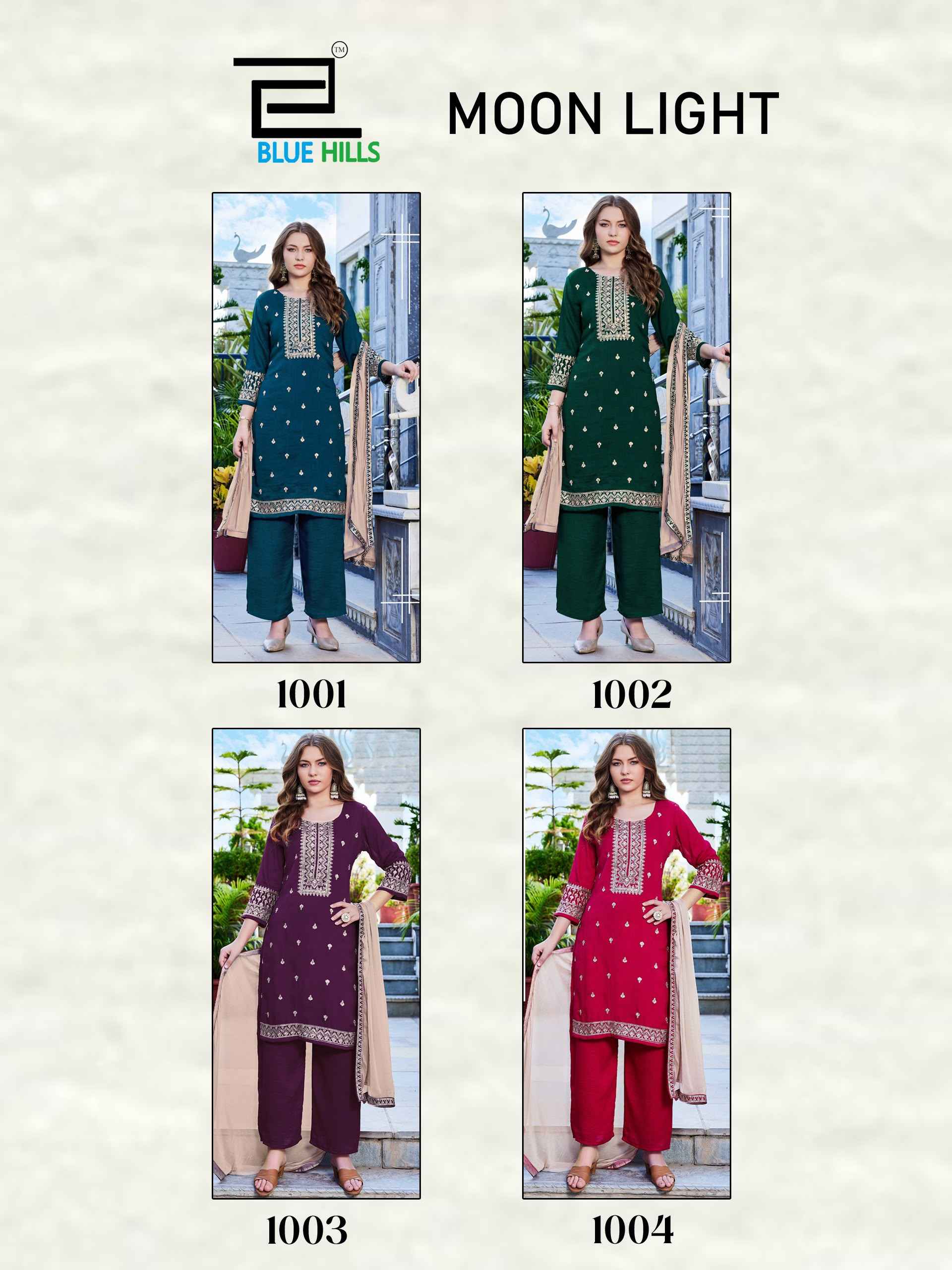 Blue Hills Moon Light Vichitra Kurti Combo 4 pcs Catalogue
