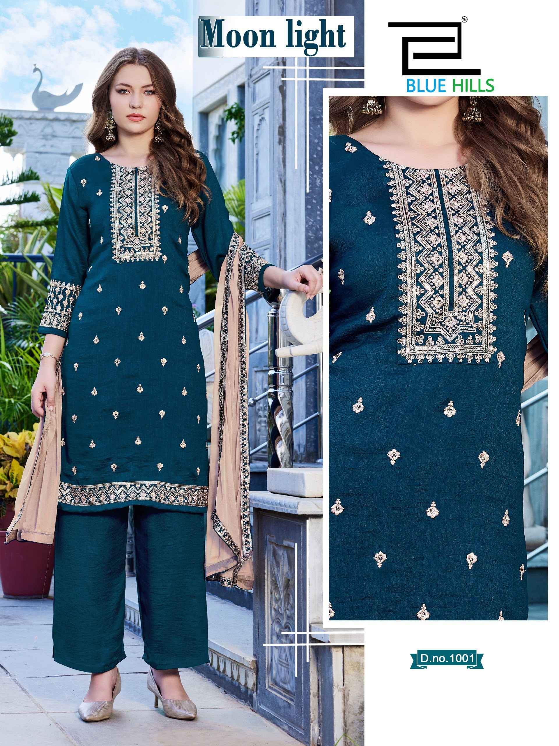 Blue Hills Moon Light Vichitra Kurti Combo 4 pcs Catalogue