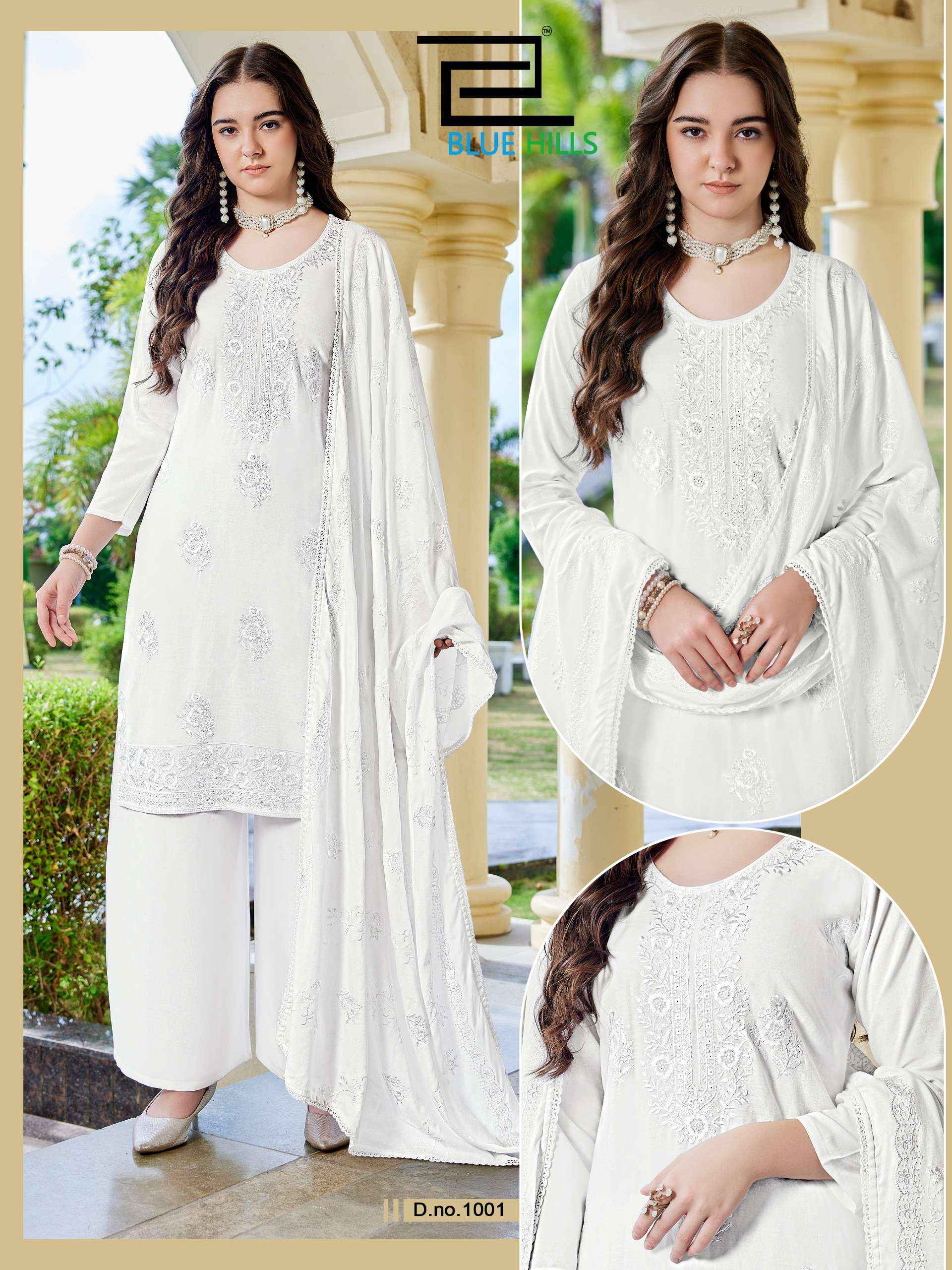 Blue Hills White Lily Rayon Kurti Combo 4 pcs Catalogue