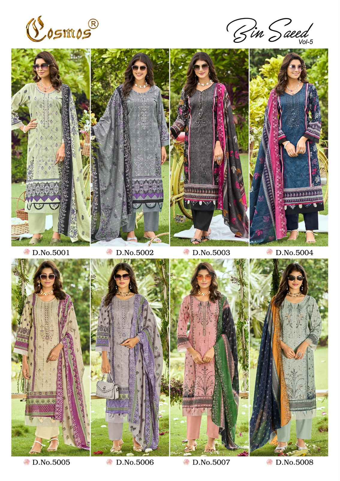 Cosmos Bin Saeed Vol 5 Cotton Dress Material 8 pcs Catalogue