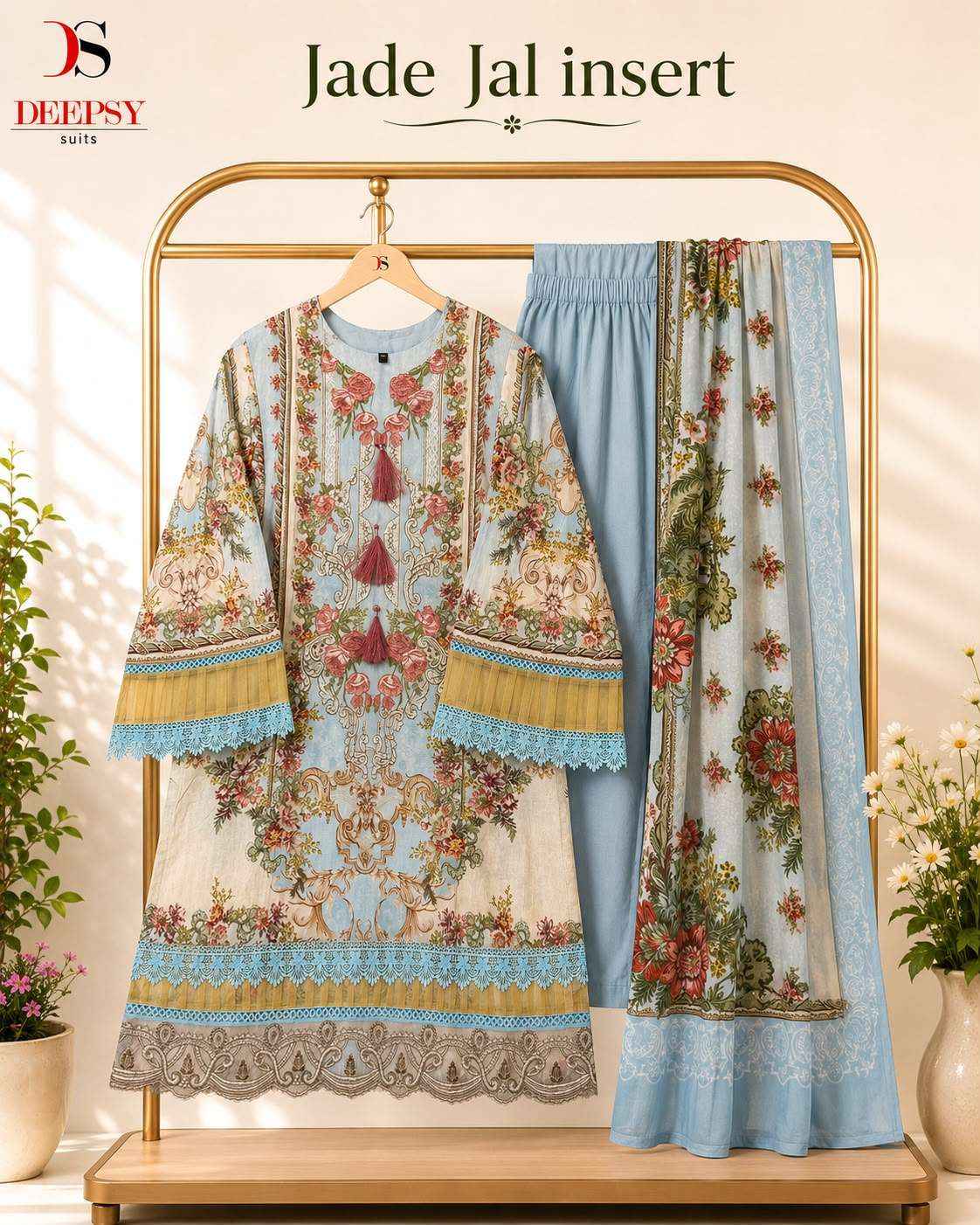Deepsy Jade Jal Insert Readymade Cotton Dress 4 pcs Catalogue