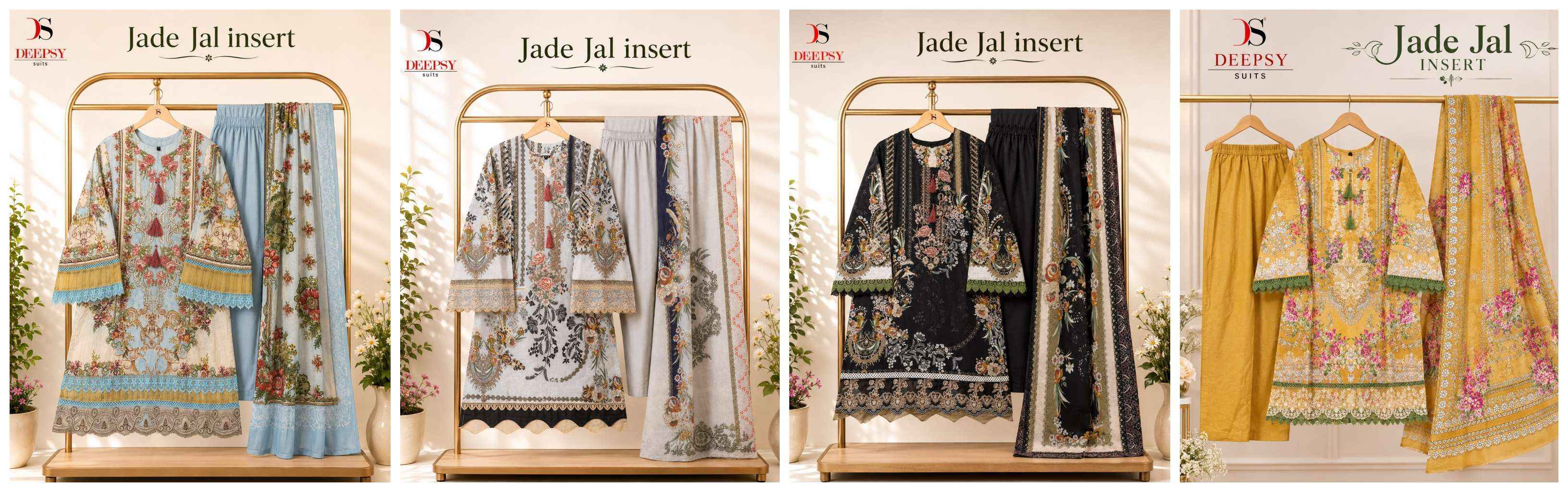 Deepsy Jade Jal Insert Readymade Cotton Dress 4 pcs Catalogue