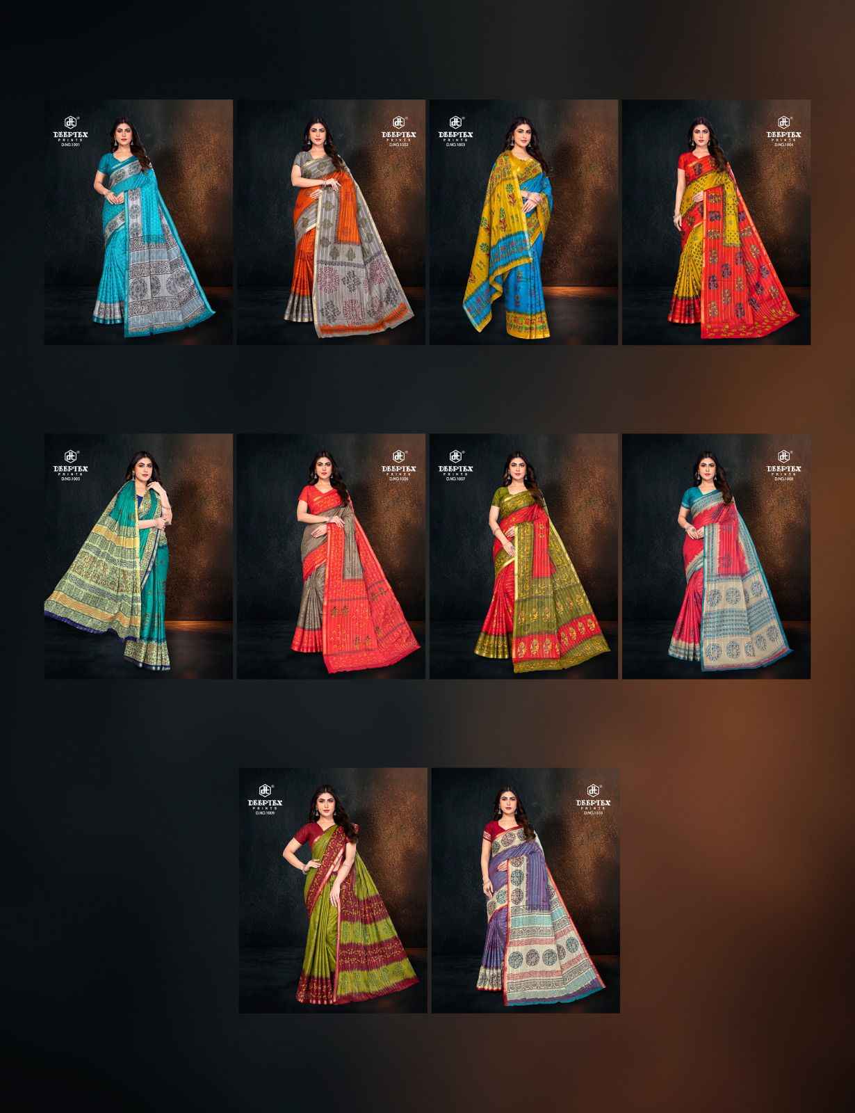 Deeptex Block Beauty Vol 1 Cotton Saree 10 pcs Catalogue
