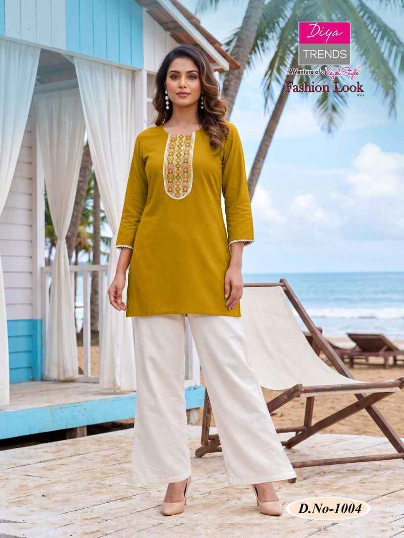 Diya Trends Fashion Look Vol 1 Dhabu cotton Kurti With Plazzo 4 pcs Catalogue