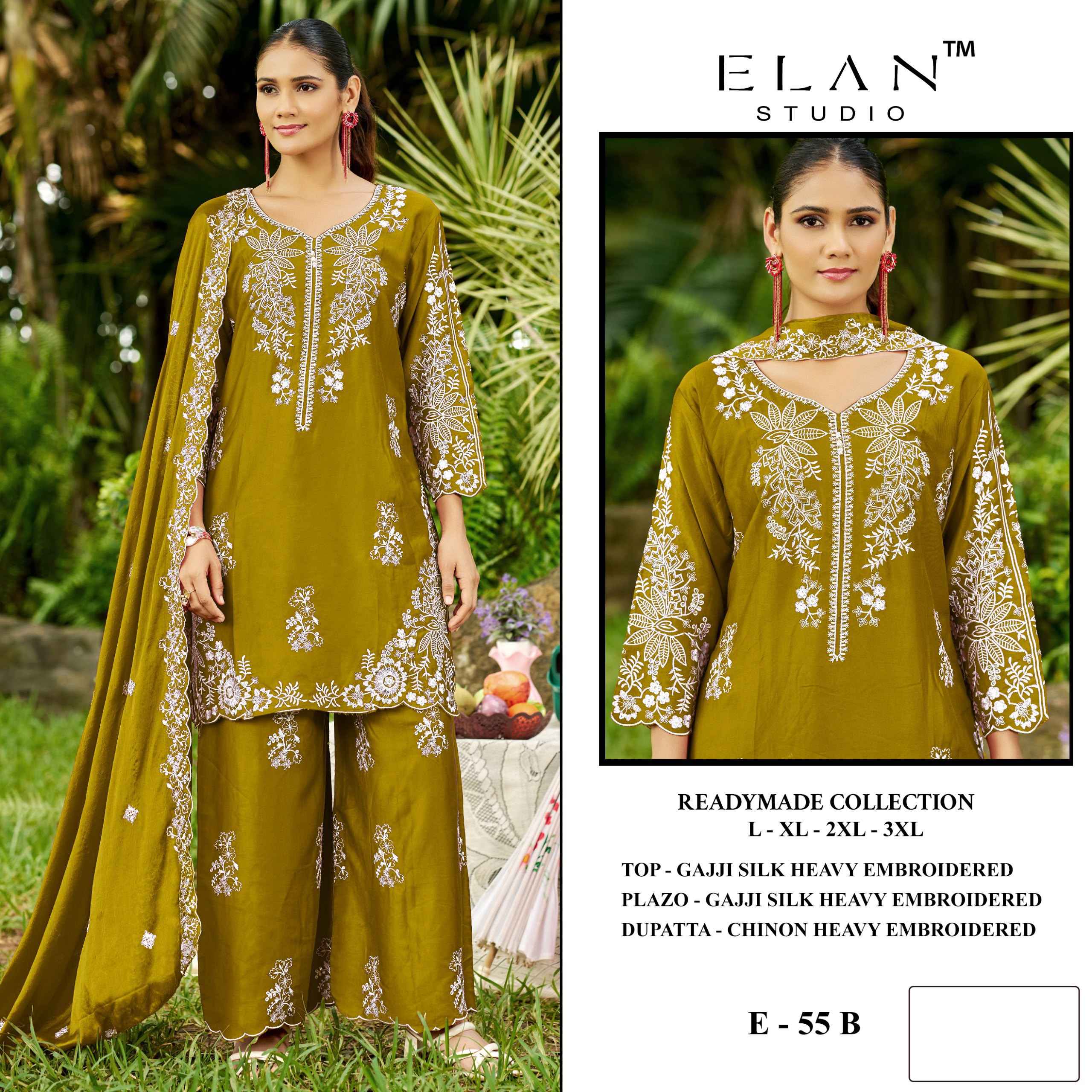 Elan Studio D No E-55 Readymade Gajji Silk Dress 4 pcs Catalogue