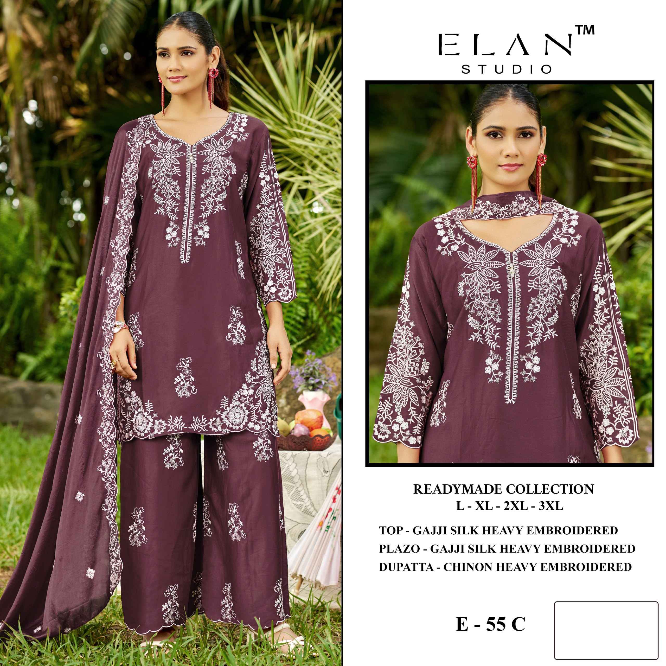Elan Studio D No E-55 Readymade Gajji Silk Dress 4 pcs Catalogue