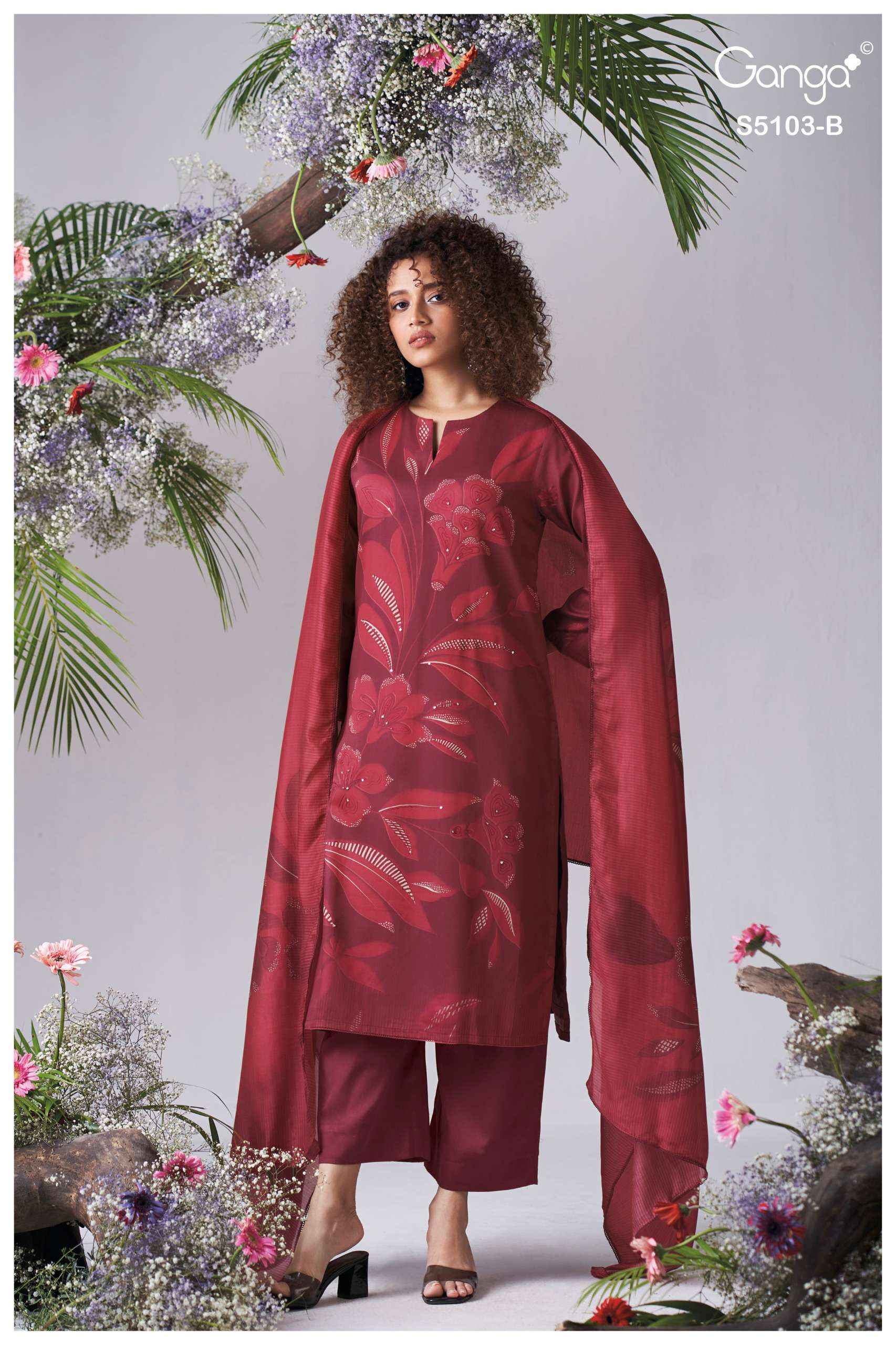 Ganga Dhyana 5103 Satin Cotton Dress Material 4 pcs Catalogue