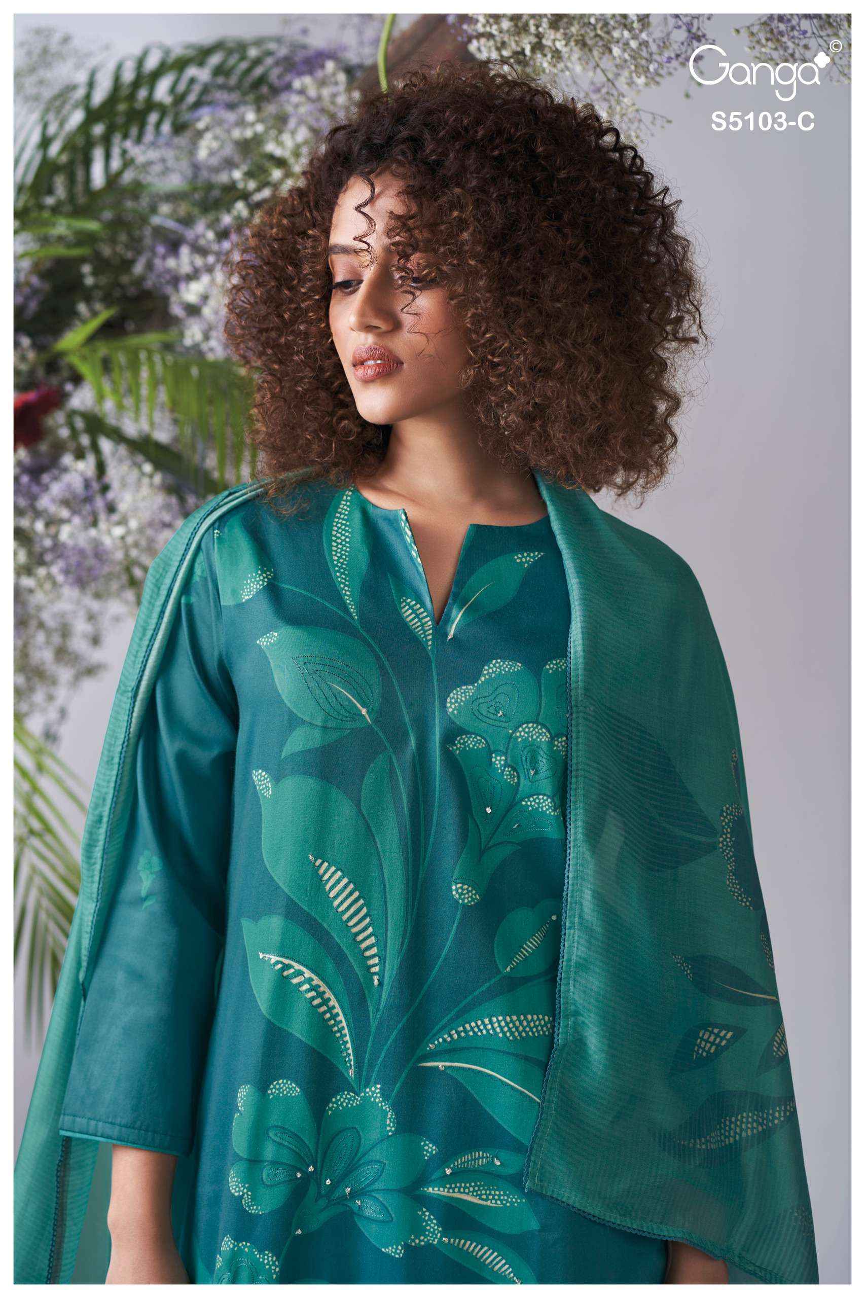 Ganga Dhyana 5103 Satin Cotton Dress Material 4 pcs Catalogue