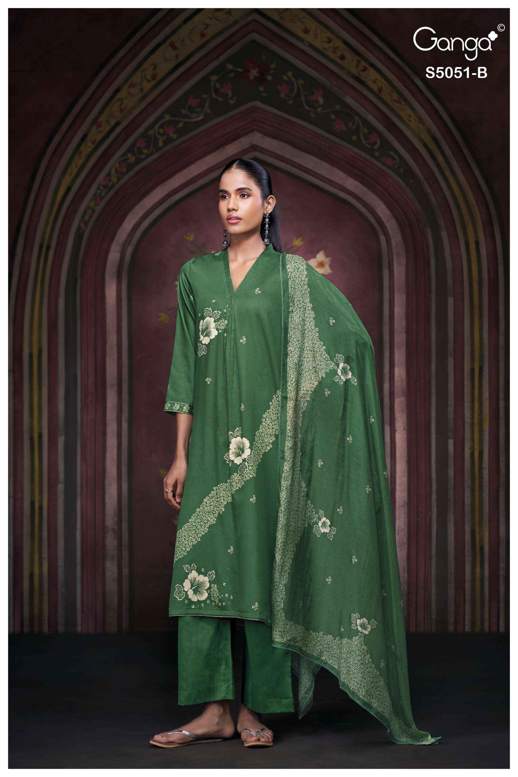 Ganga Mysha 5051 Satin Cotton Dress Material 4 pcs Catalogue