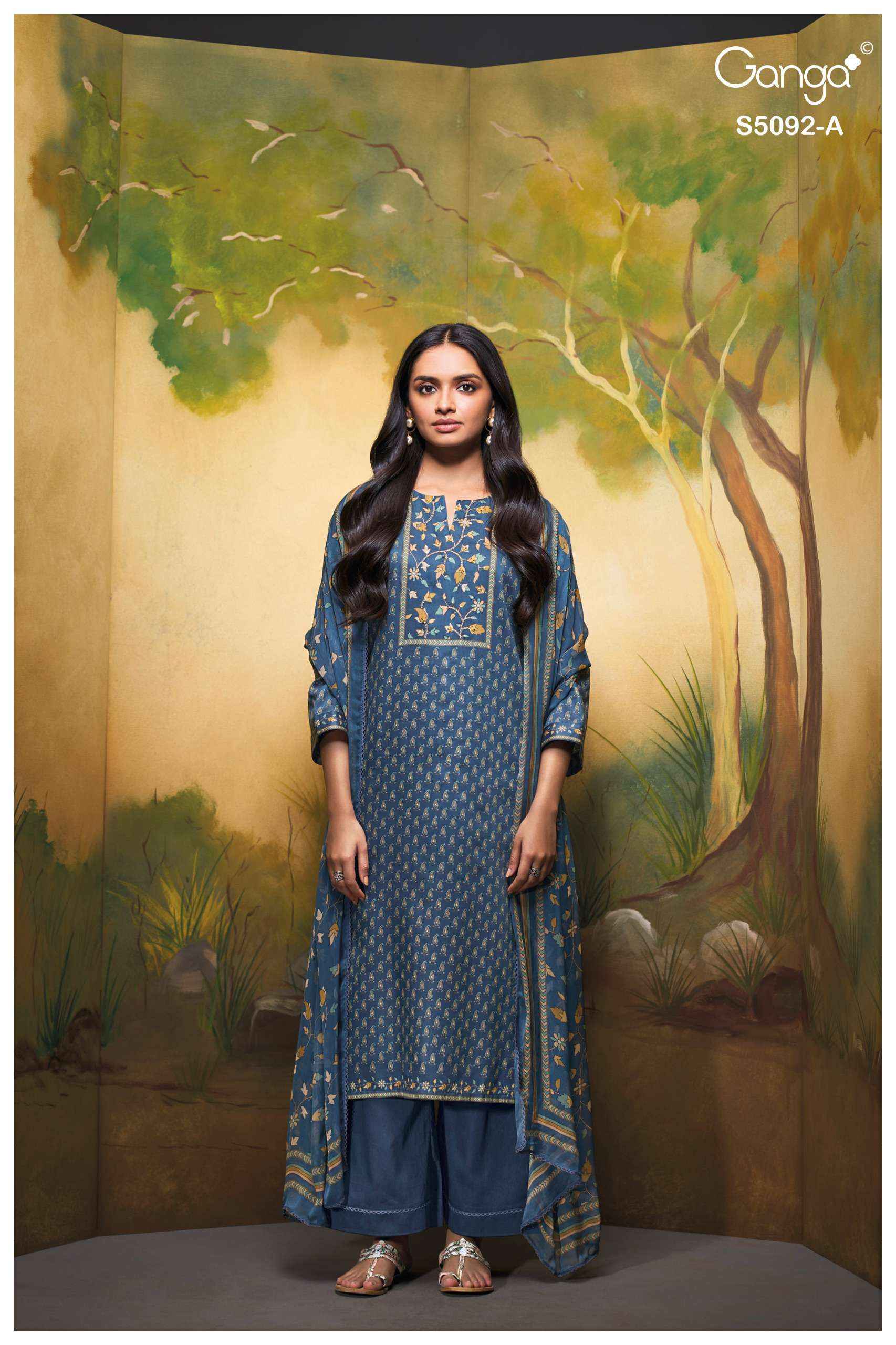 Ganga Nieveka 5092 Satin Cotton Dress Material 4 pcs Catalogue