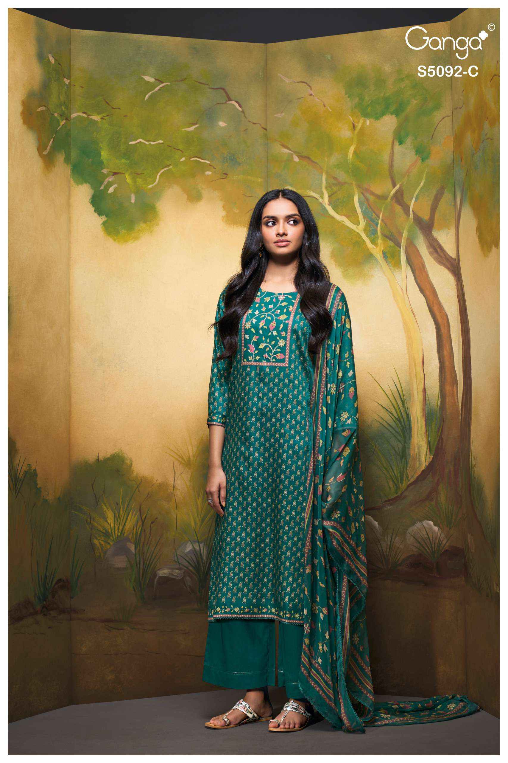 Ganga Nieveka 5092 Satin Cotton Dress Material 4 pcs Catalogue