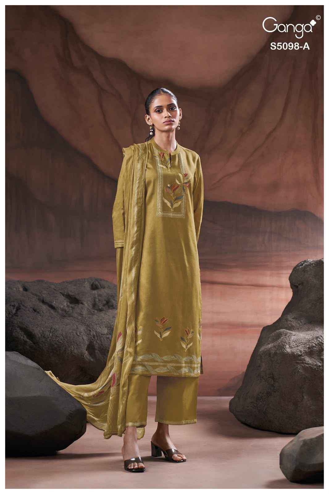 Ganga Primrose 5098 Satin Cotton Dress Material 4 pcs Catalogue