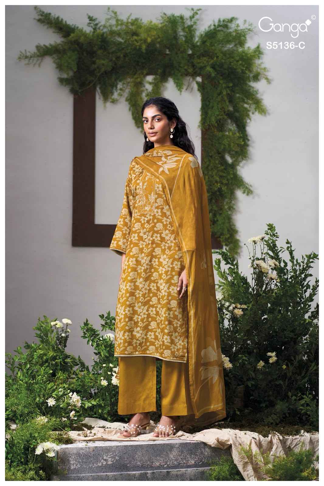 Ganga Tilotama 5136 Satin Cotton Dress Material 4 pcs Catalogue