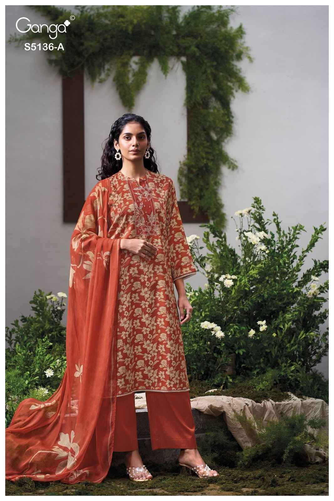 Ganga Tilotama 5136 Satin Cotton Dress Material 4 pcs Catalogue