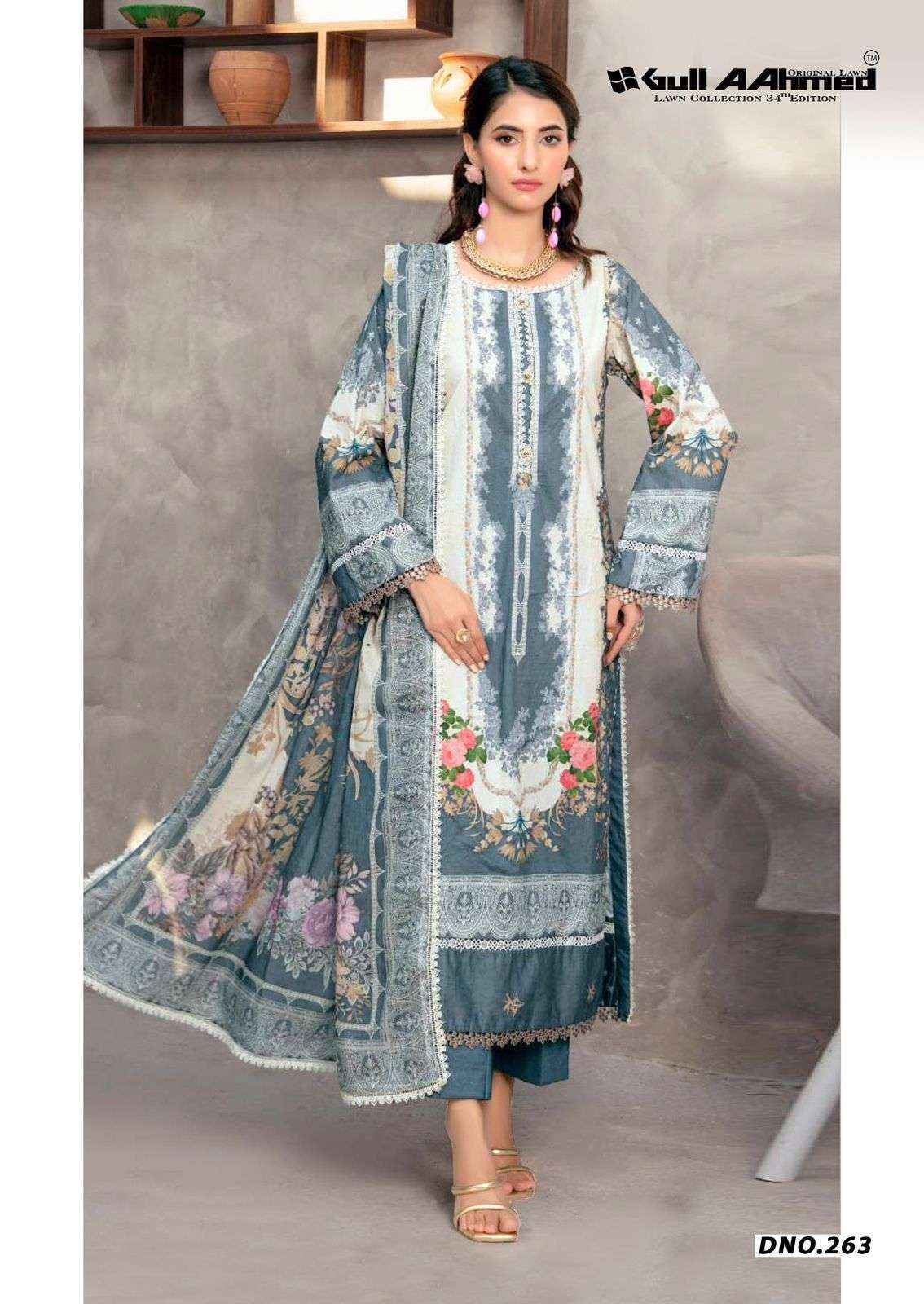 Gull Ahmed Lawn Collection Vol 34 Cambric Cotton Dress Material 6 Pc Catalouge