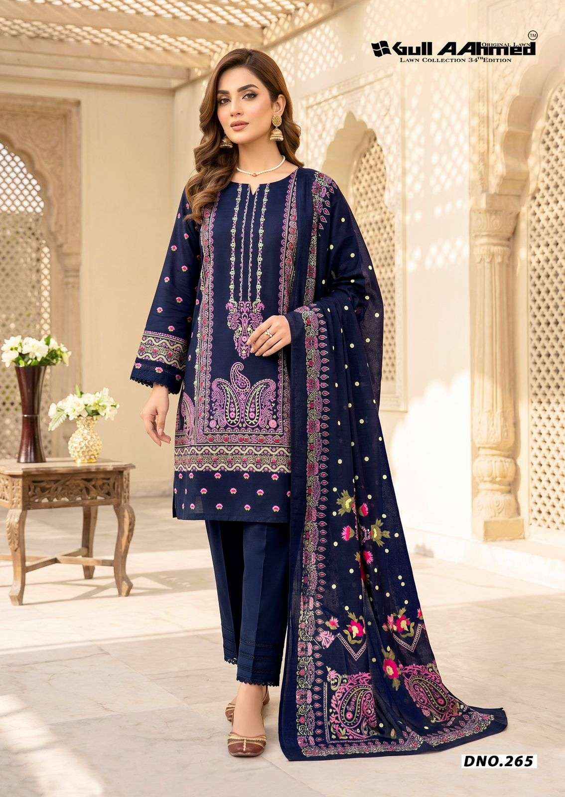 Gull Ahmed Lawn Collection Vol 34 Cambric Cotton Dress Material 6 Pc Catalouge