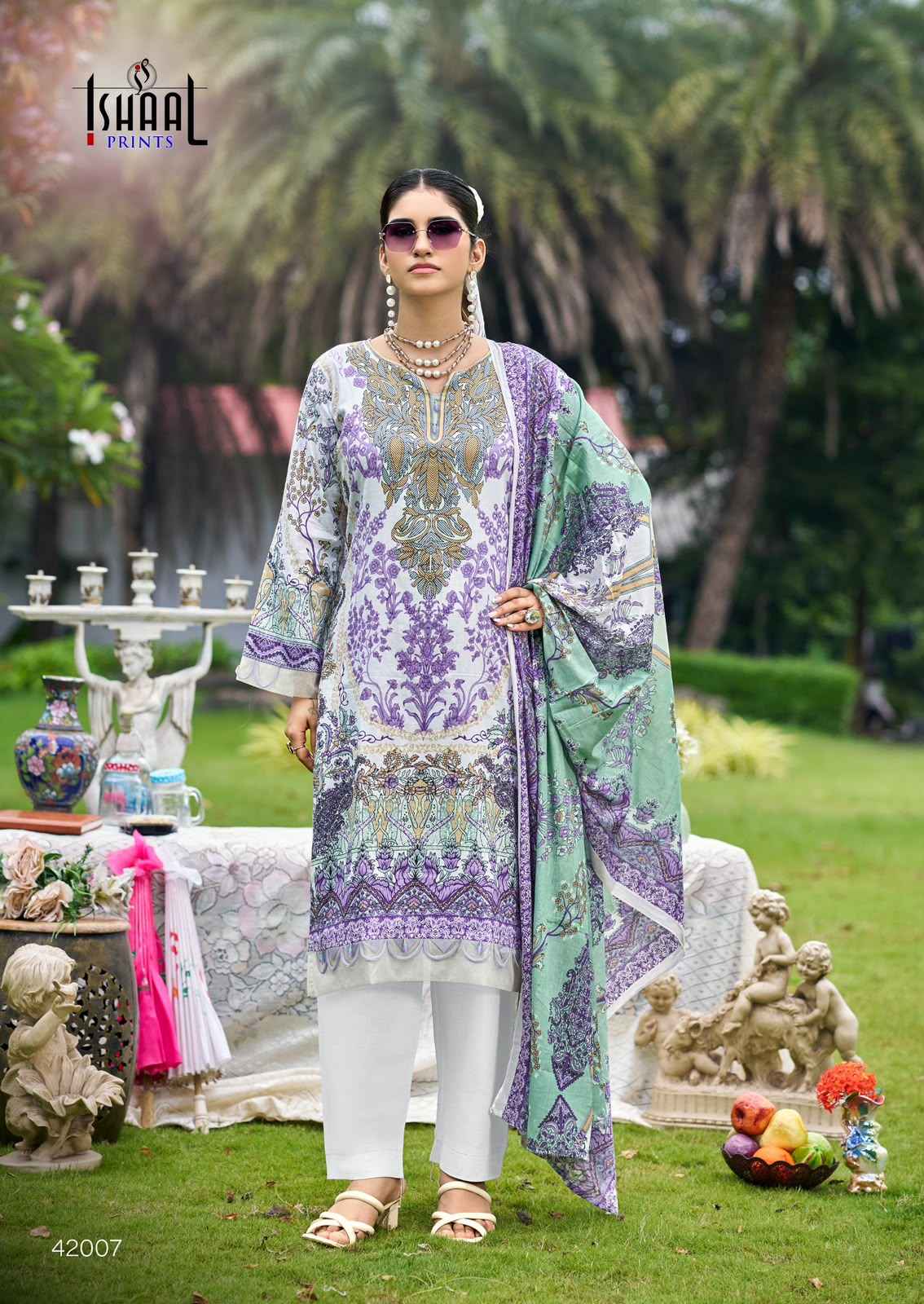 Ishaal Prints Gulmohar Vol 42 Lawn Cotton Dress Material 10 Pc Catalouge