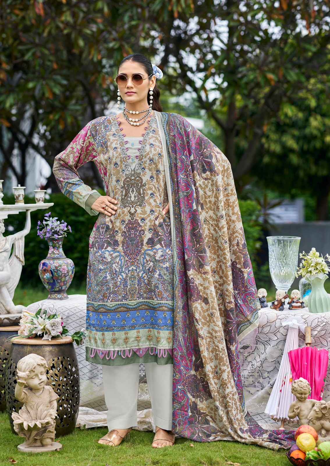Ishaal Prints Gulmohar Vol 42 Lawn Cotton Dress Material 10 Pc Catalouge
