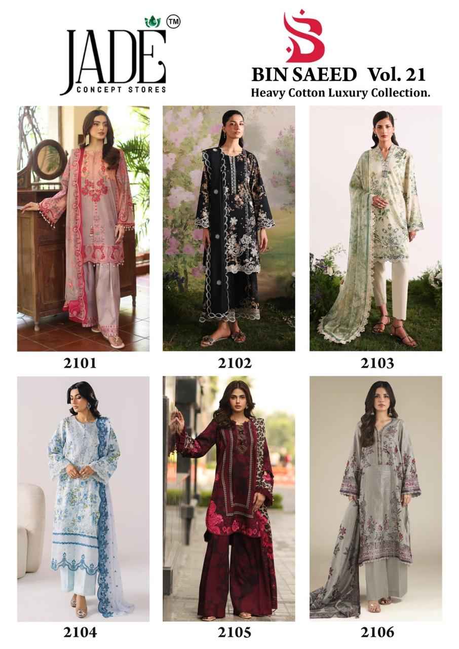 Jade Bin Saeed Heavy Luxury Vol 21 Cotton Dress Material 6 pcs Catalogue
