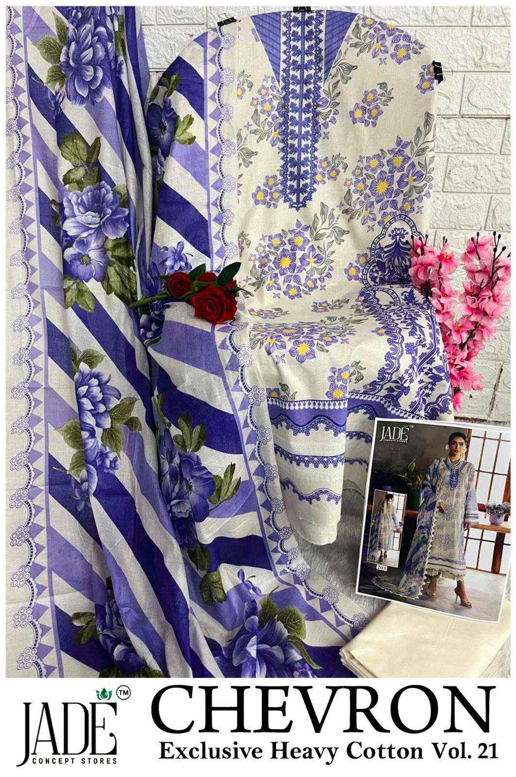 Jade Chevron Vol 21 Cotton Dress Material 6 Pc Catalog