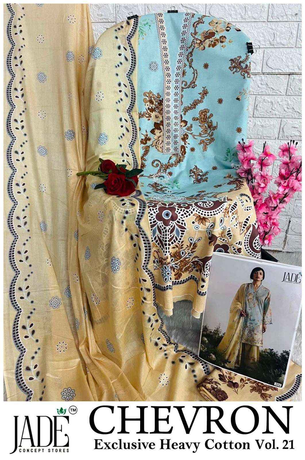 Jade Chevron Vol 21 Cotton Dress Material 6 Pc Catalog