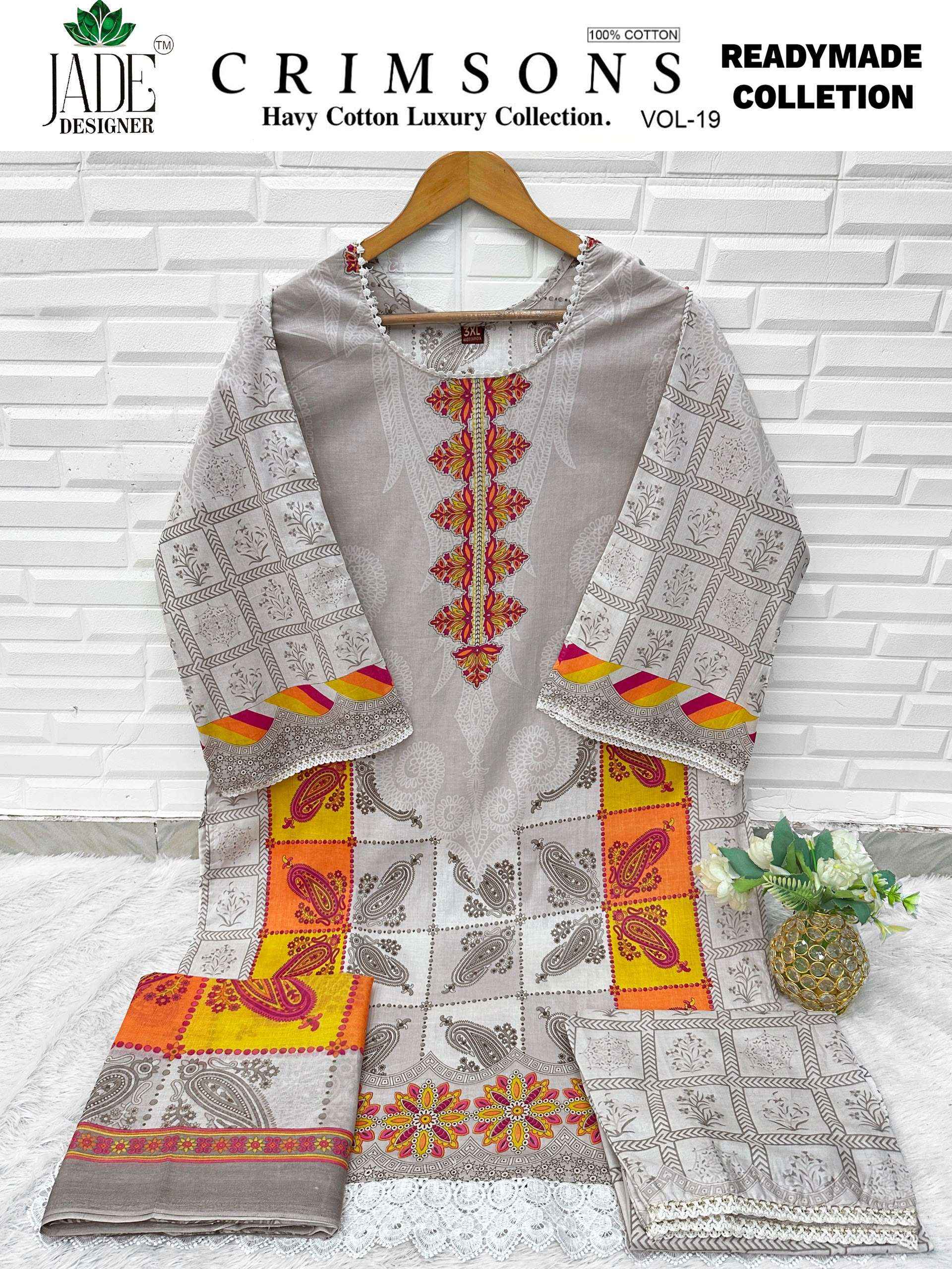 Jade Crimsons Vol 19 Readymade Lawn Cotton Dress 6 pc Cataloge