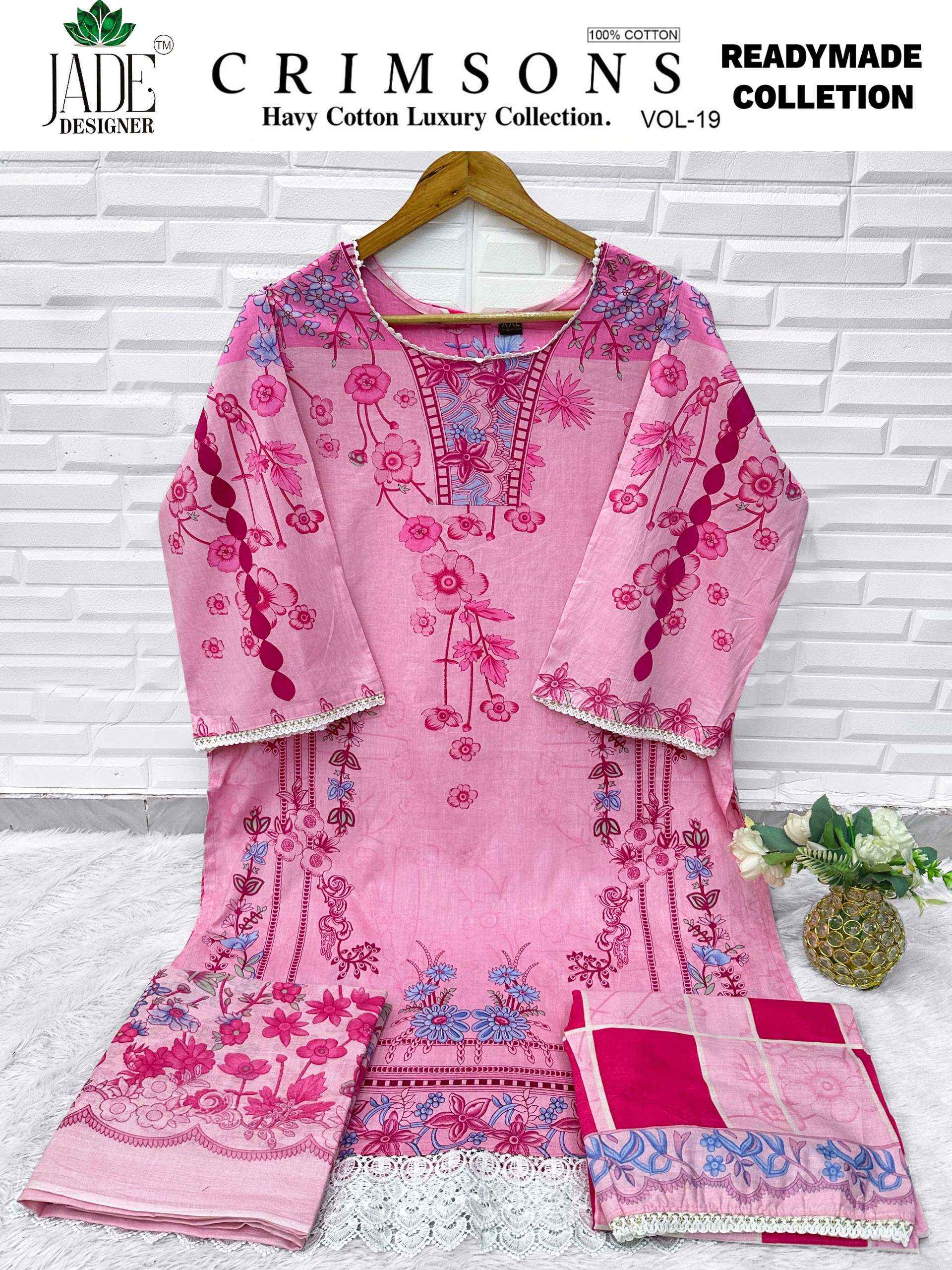 Jade Crimsons Vol 19 Readymade Lawn Cotton Dress 6 pc Cataloge