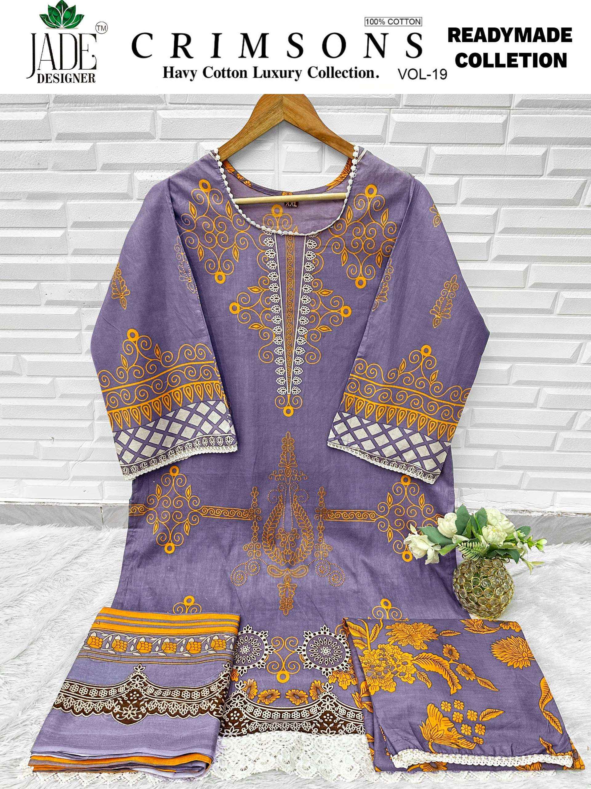 Jade Crimsons Vol 19 Readymade Lawn Cotton Dress 6 pc Cataloge