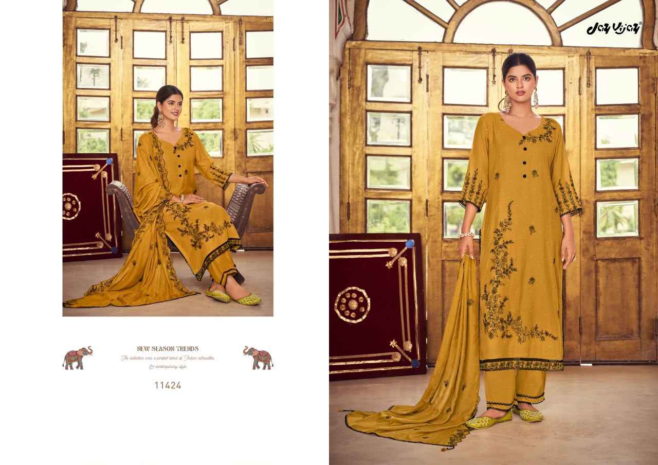 Jay Vijay Dorika Vol 2 Malai Chanderi Dress Material 6 pcs Catalogue