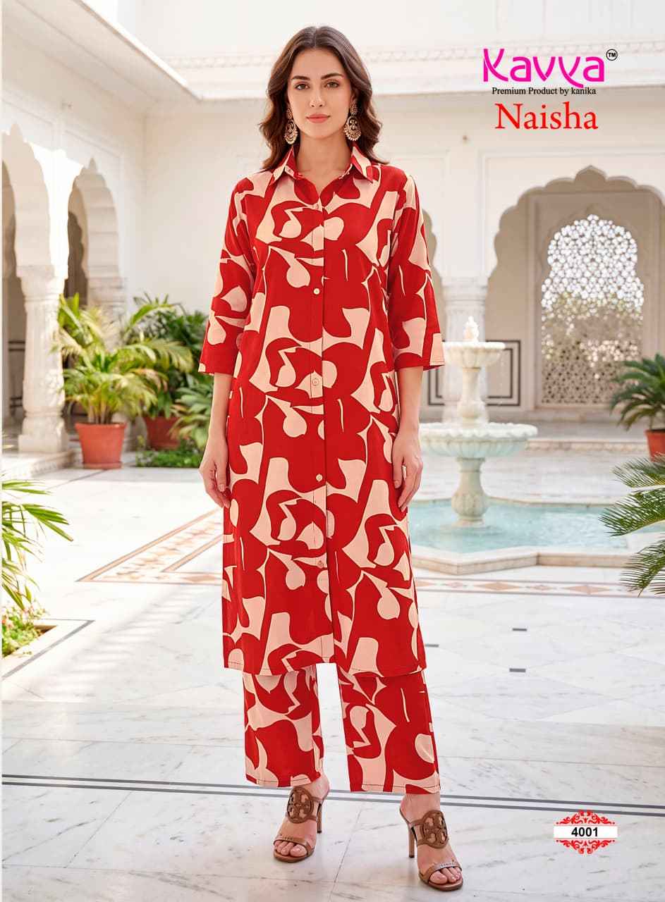 Kavya Naisha Vol 4 Egyptian Rayon Co Ord Set 10 pcs Catalogue