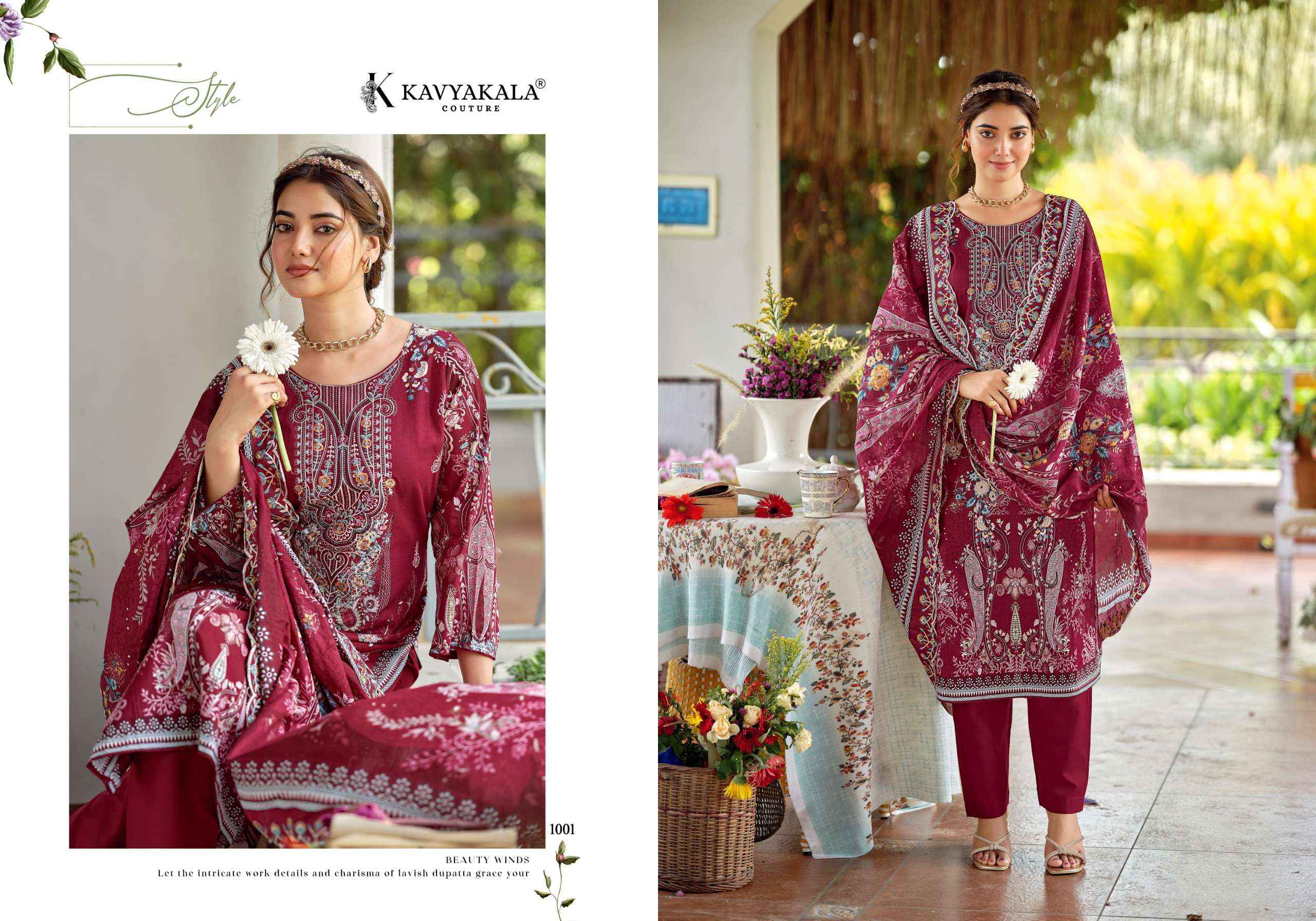 Kavyakala Zarina Lawn Cotton Dress Material 6 pcs Catalogue