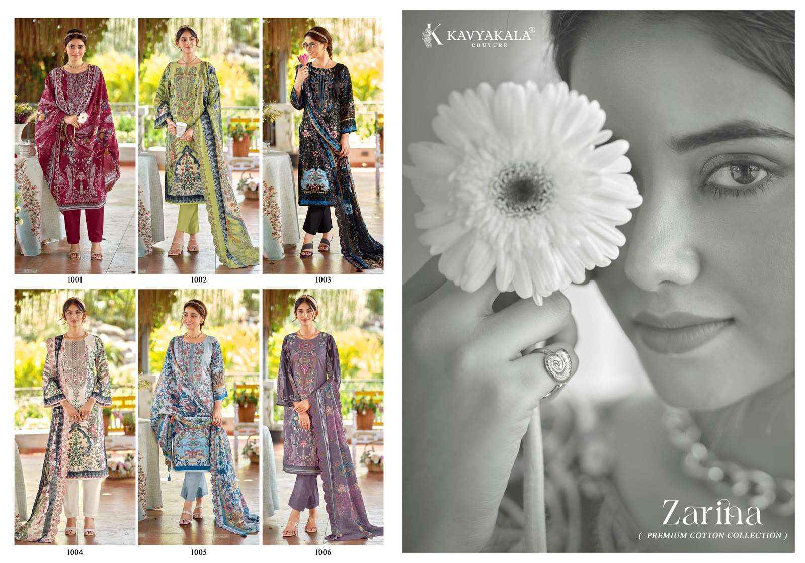 Kavyakala Zarina Lawn Cotton Dress Material 6 pcs Catalogue