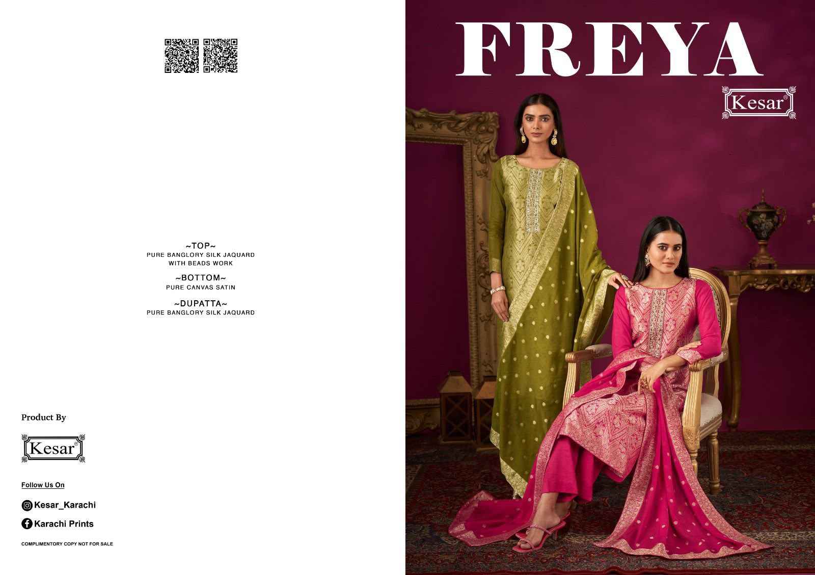 Kesar Karachi Prints Freya Banglory Silk Dress Material 4 pcs Catalogue