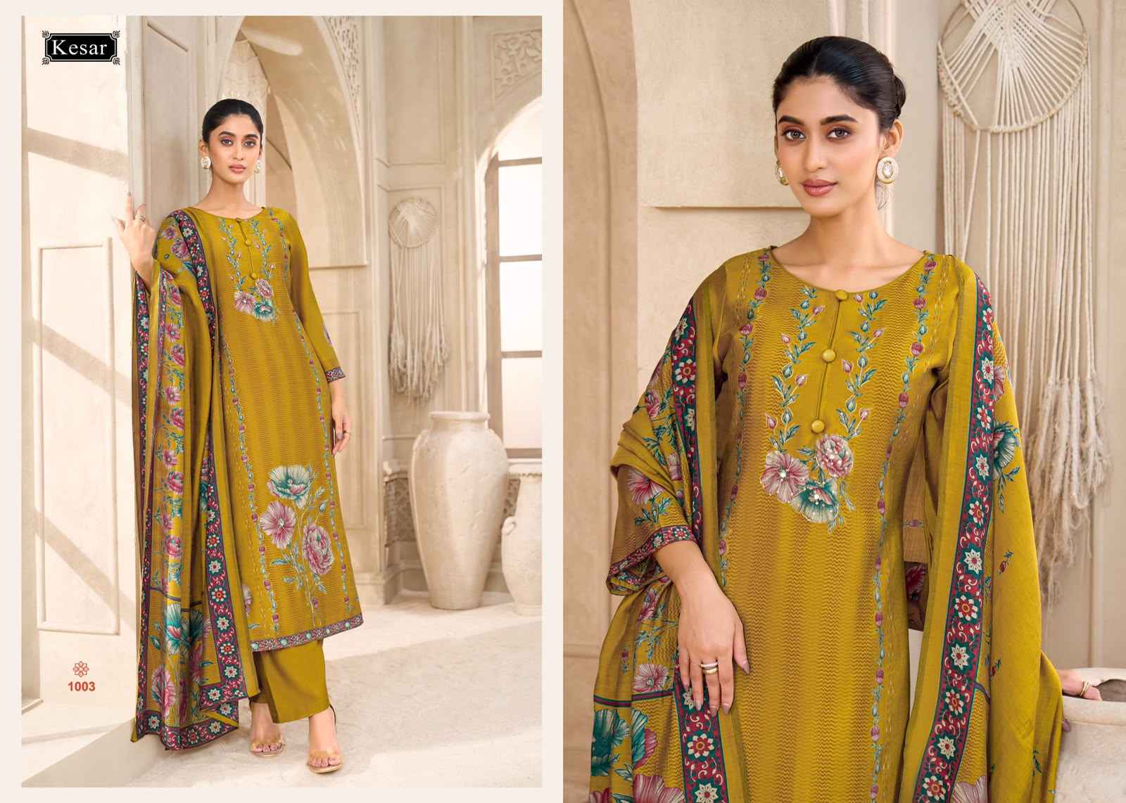 Kesar Palak Muslin Dress Material 4 pcs Catalogue