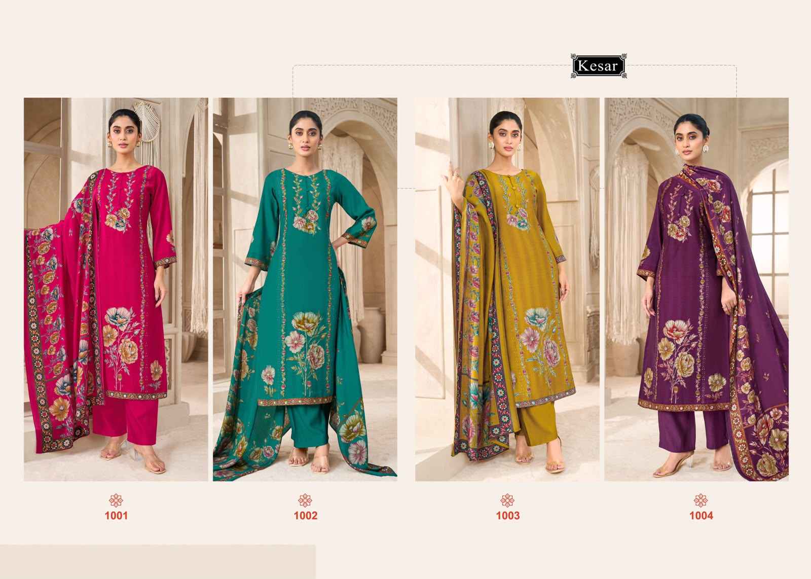 Kesar Palak Muslin Dress Material 4 pcs Catalogue