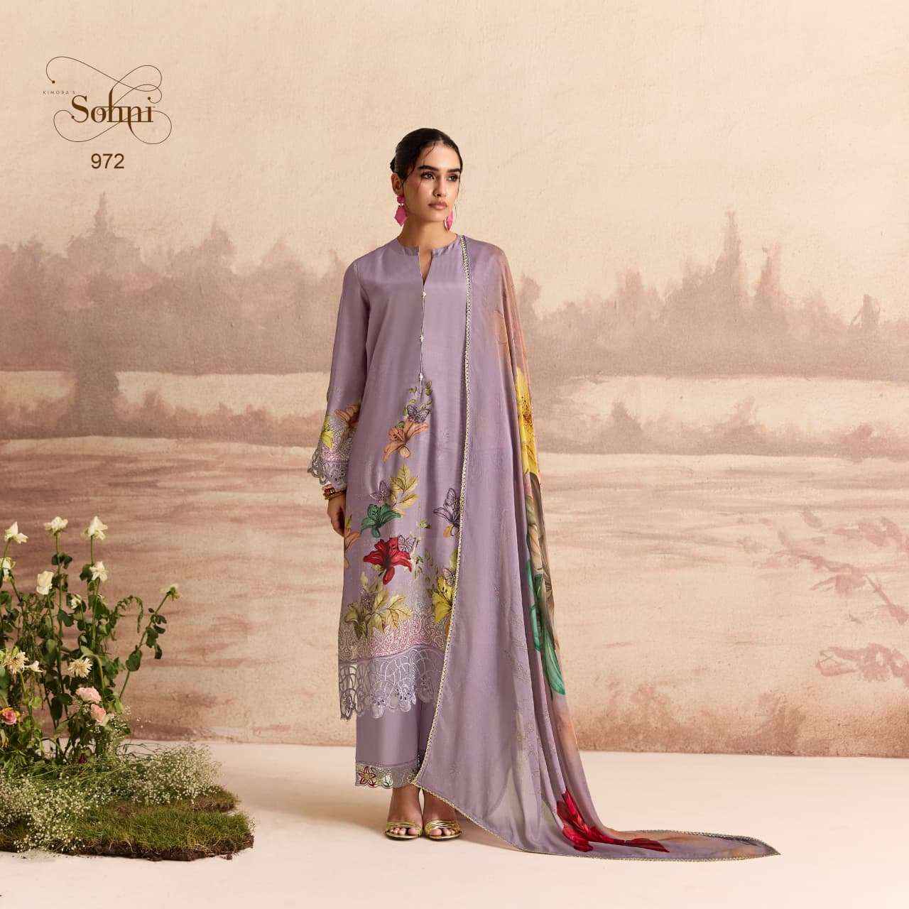 Kimora Sohani Sandalwood Muslin Dress Material 4 pcs Catalogue
