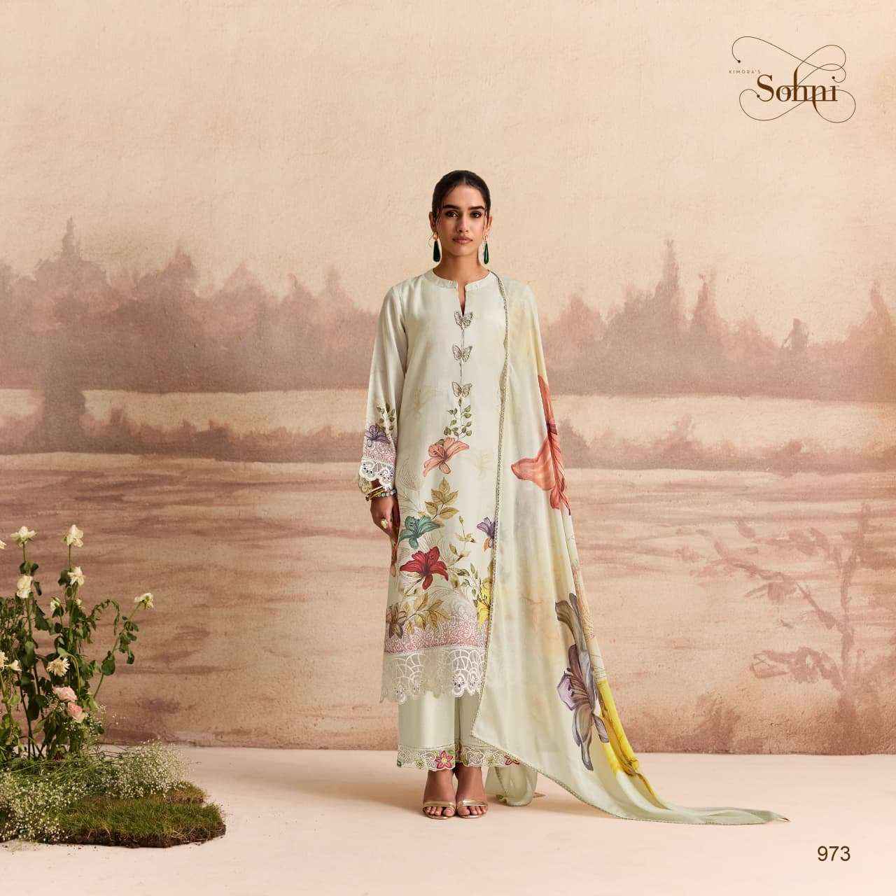 Kimora Sohani Sandalwood Muslin Dress Material 4 pcs Catalogue