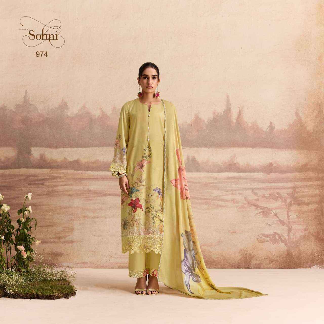 Kimora Sohani Sandalwood Muslin Dress Material 4 pcs Catalogue
