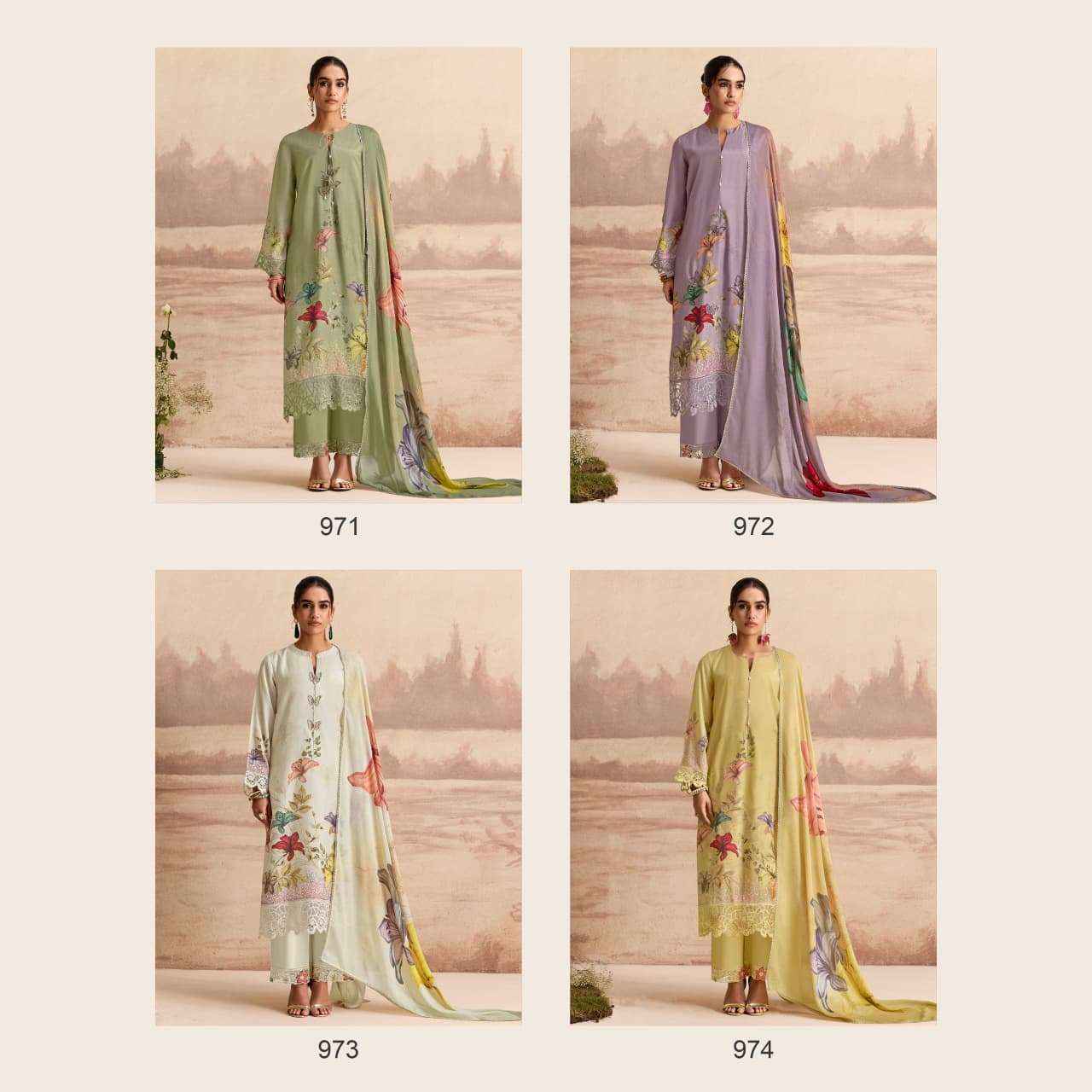 Kimora Sohani Sandalwood Muslin Dress Material 4 pcs Catalogue
