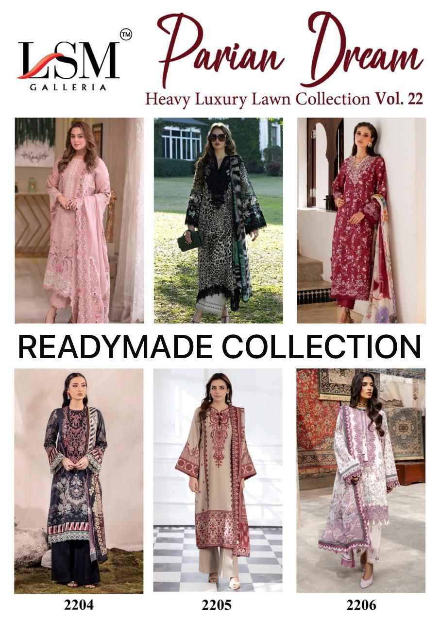 LSM Galleria Parian Dream Vol 22 Readymade Lawn Dress 6 pcs Catalogue