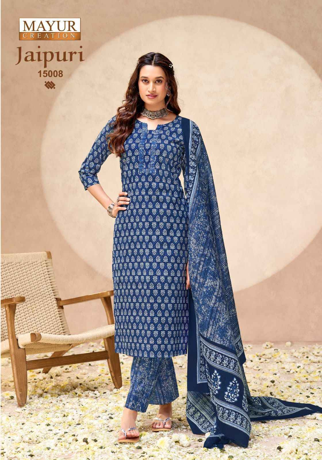 Mayur Creation Jaipuri Vol 15 Readymade Cotton Dress 10 pcs Catalogue