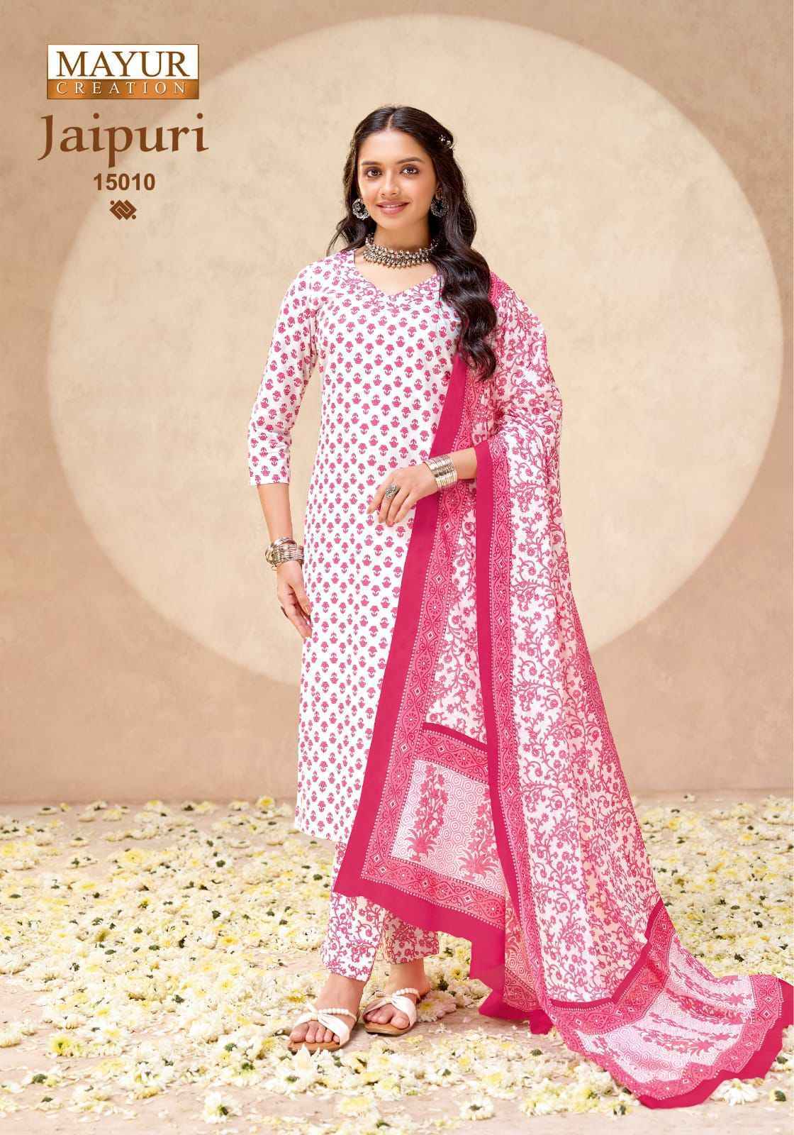 Mayur Creation Jaipuri Vol 15 Readymade Cotton Dress 10 pcs Catalogue