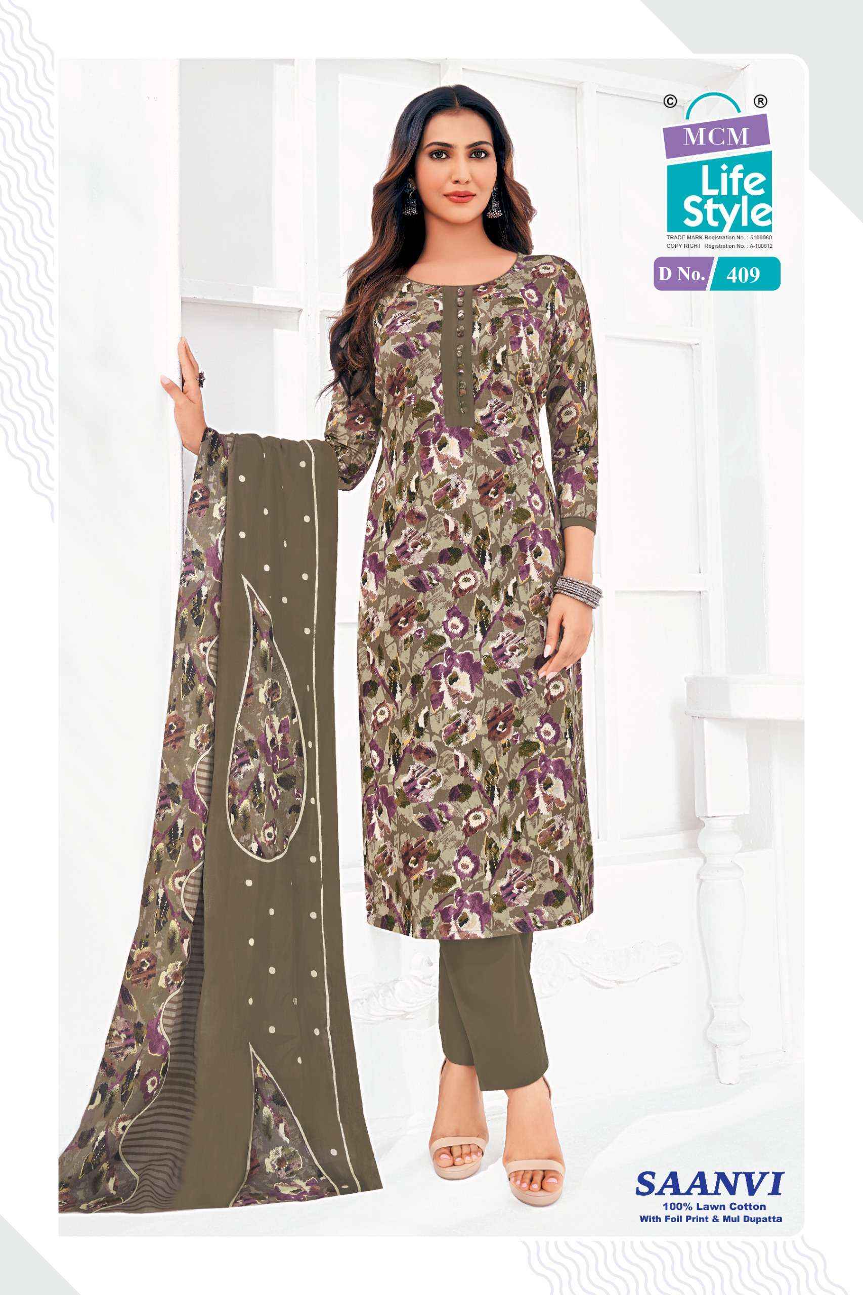 MCM Lifestyle Saanvi Vol 4 Lawn Cotton Dress Material 10 pcs Catalogue