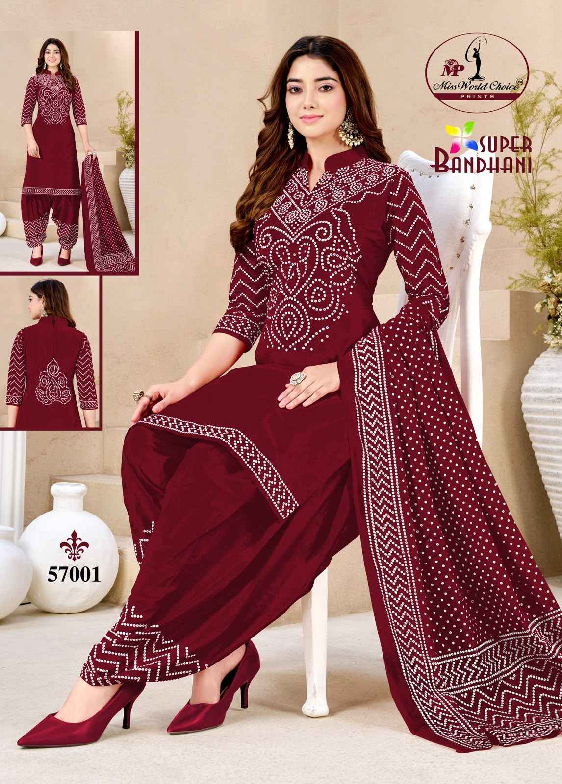 Miss World Choice Super Bandhani Vol 57 Cotton Dress Material 10 pcs Catalogue