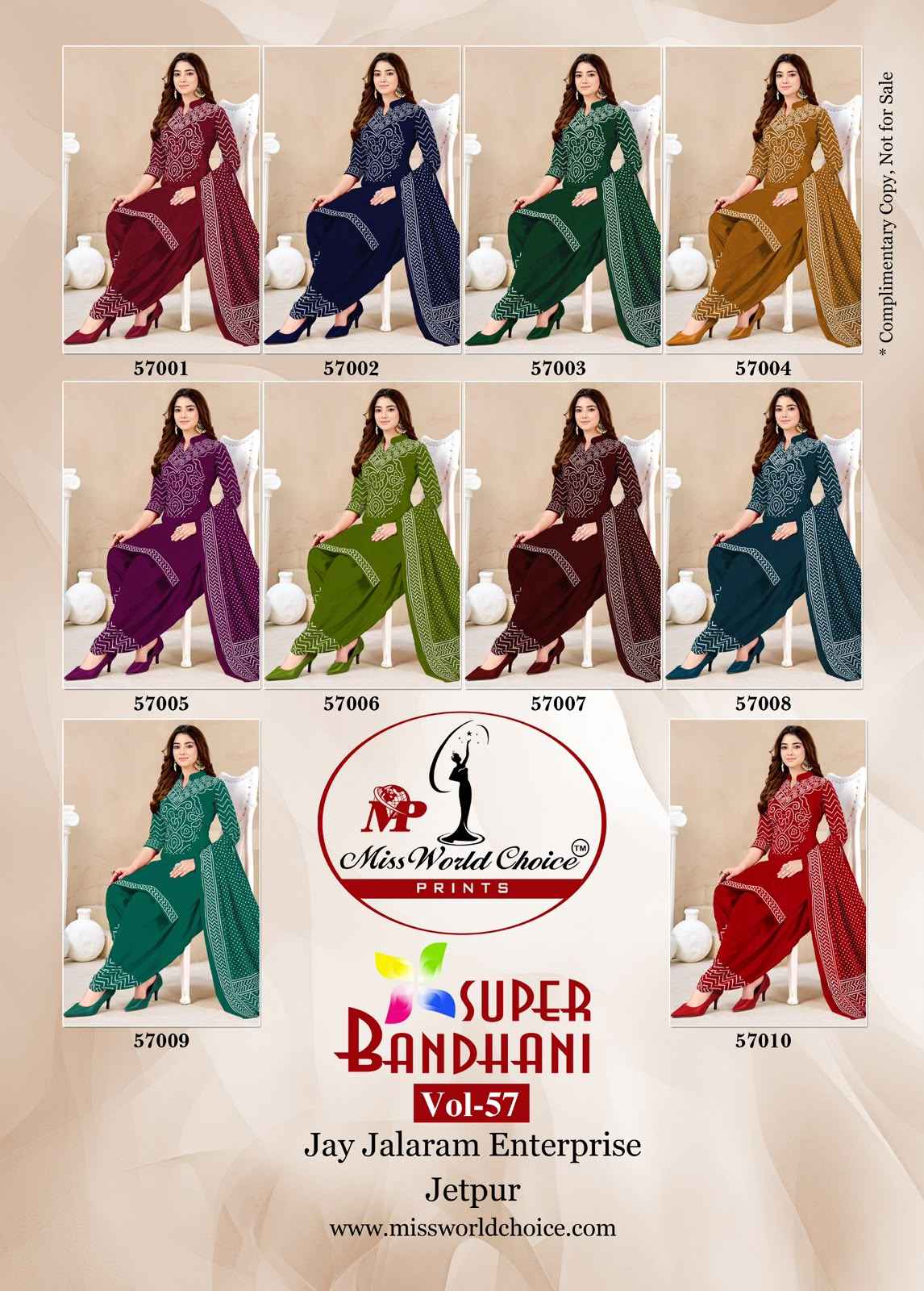Miss World Choice Super Bandhani Vol 57 Cotton Dress Material 10 pcs Catalogue